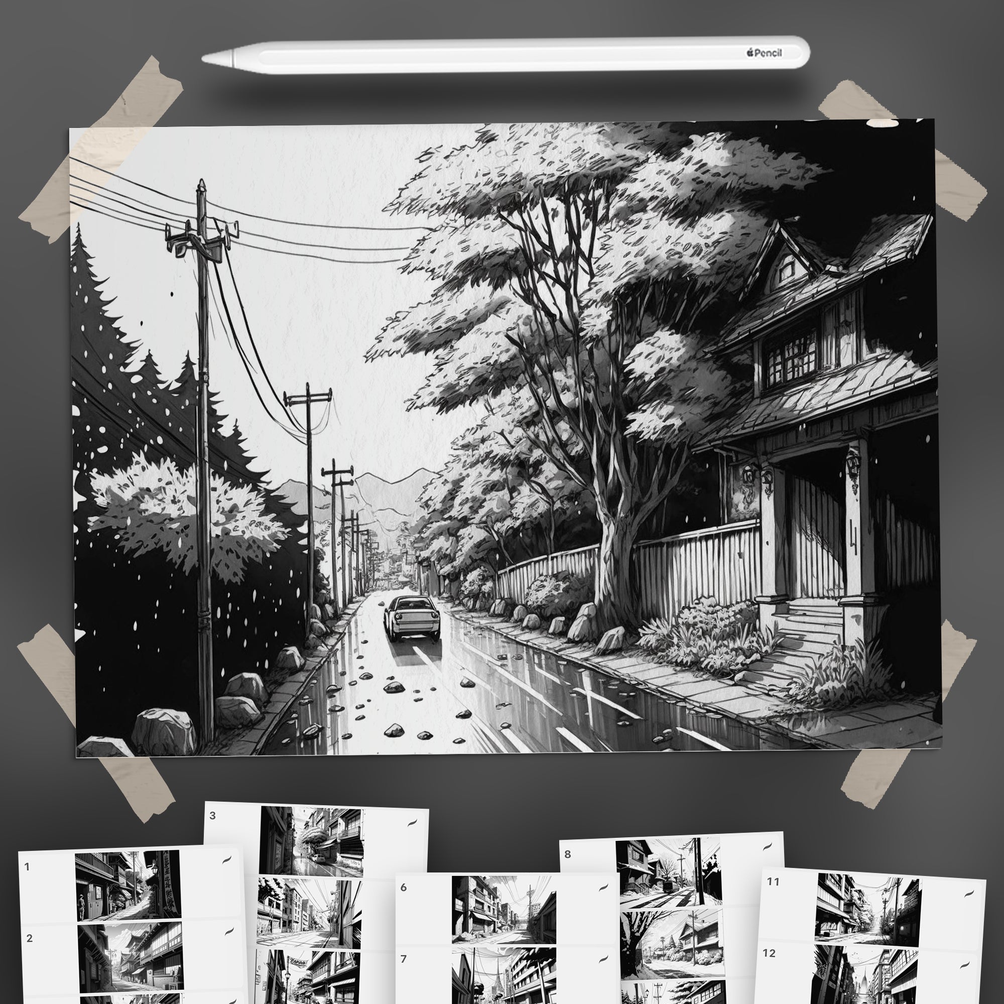 70 Procreate Japanese Streets Background Brushes