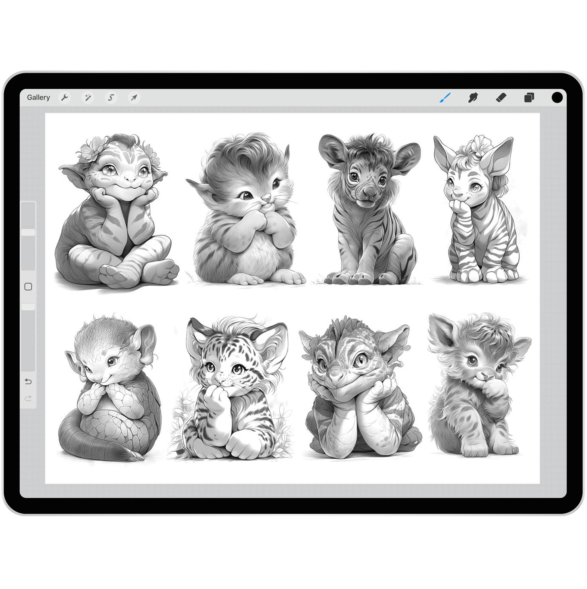 48 Cute Animals Brushes for Procreate and Photoshop