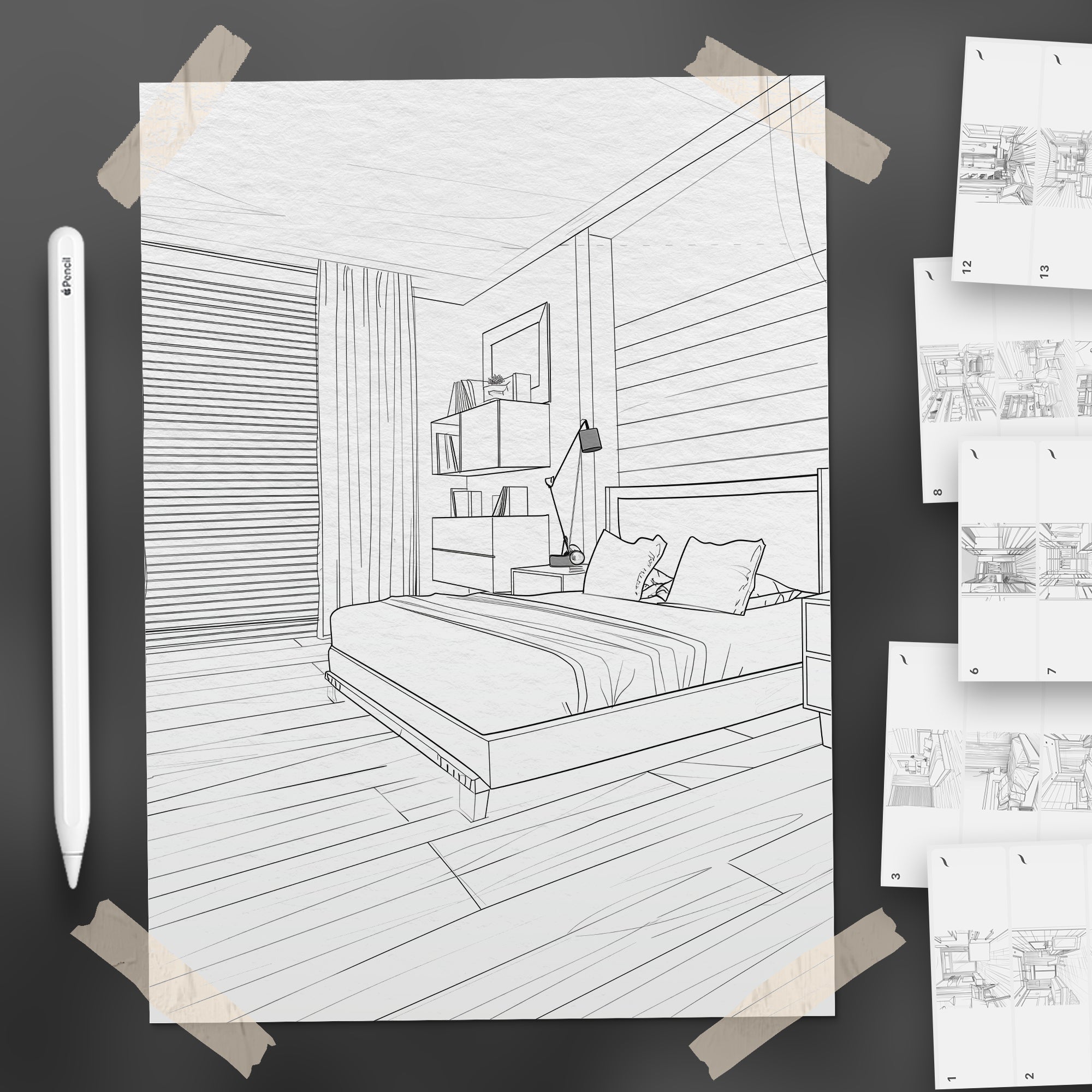 100 Procreate Rooms 2 Backgrounds Brushes