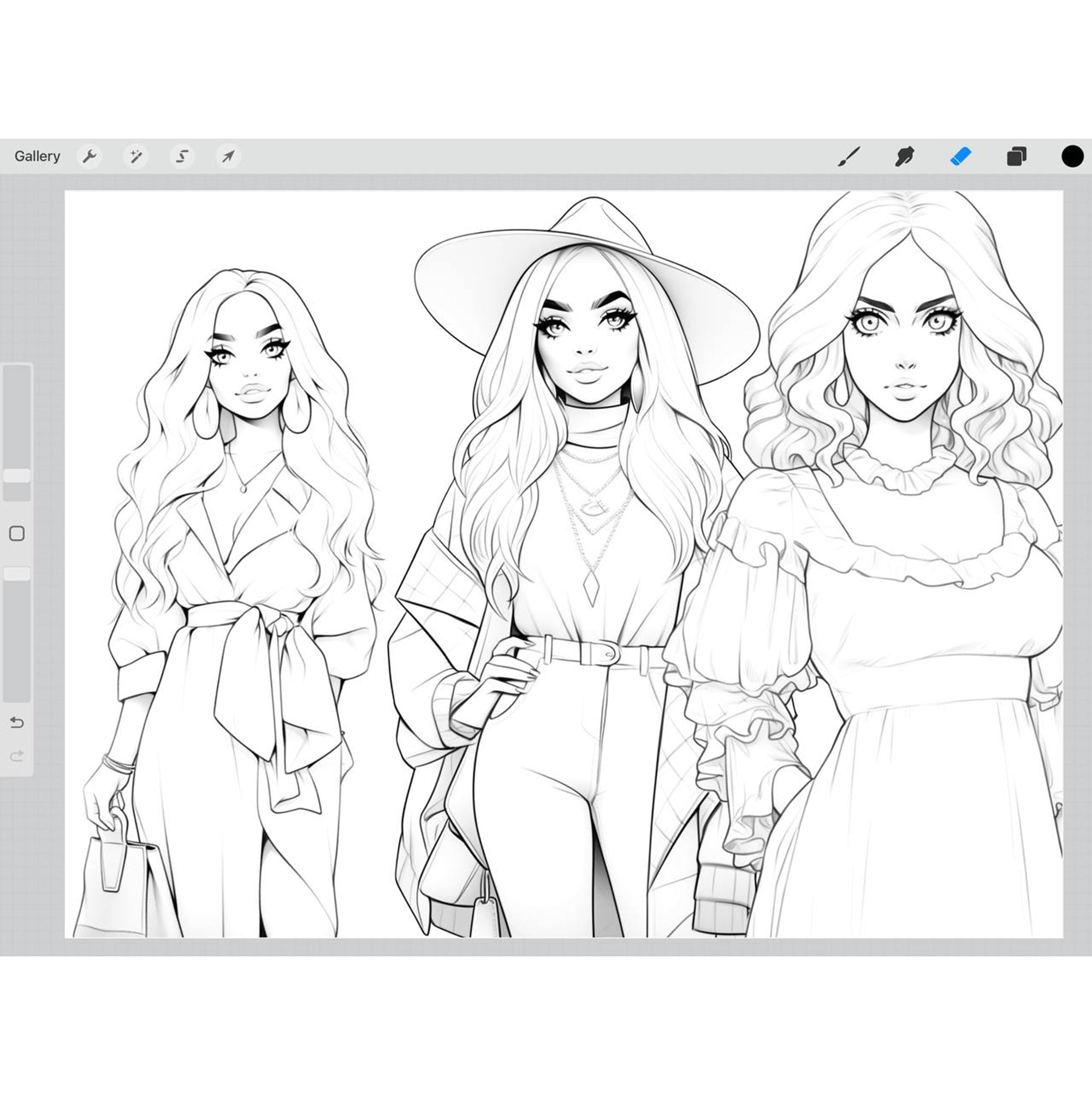 70 Girls in Bohemian Fashion Style Stamp Brushes for Procreate and Photoshop