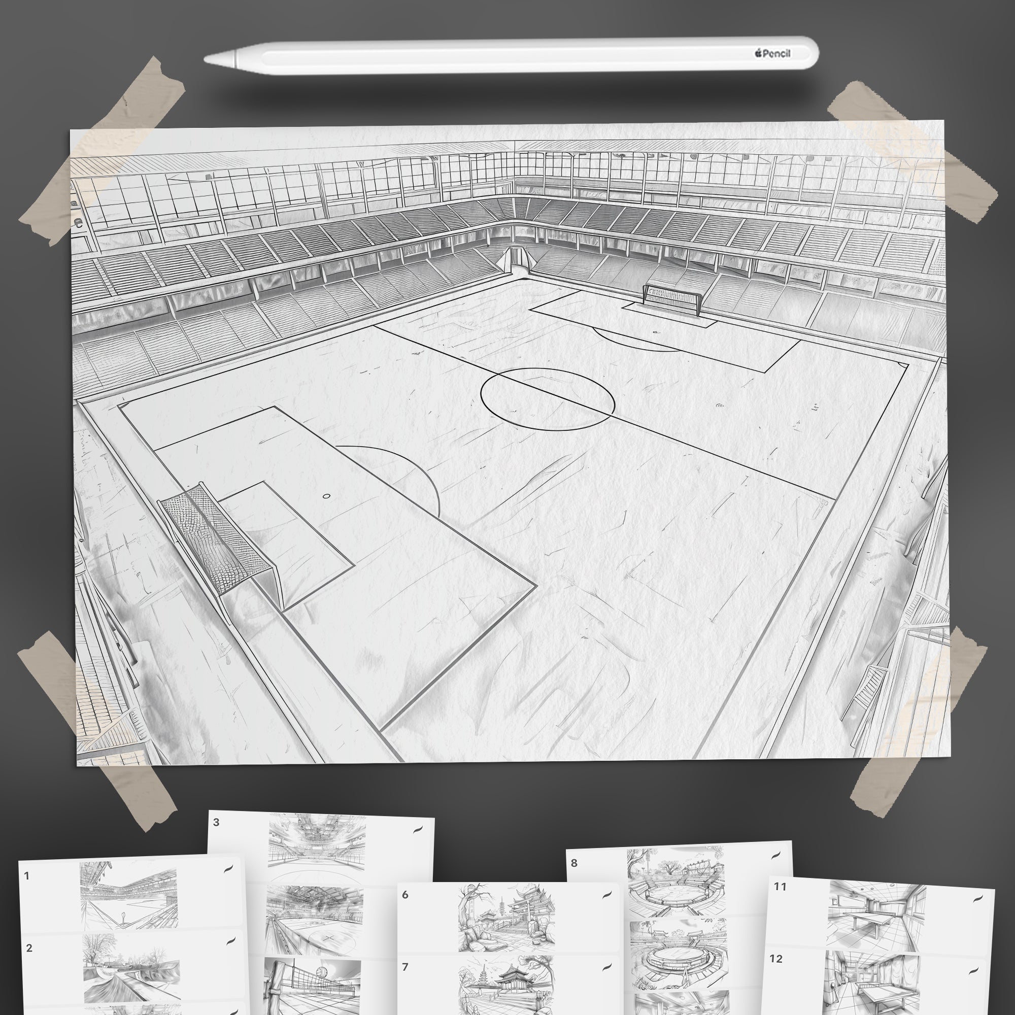 100 Procreate Sports Arenas Backgrounds Brushes