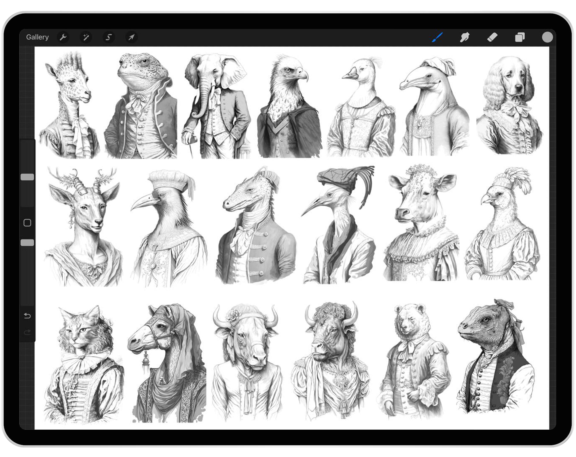 55 Procreate Baroque Animals Part -2 Stamp Brushes