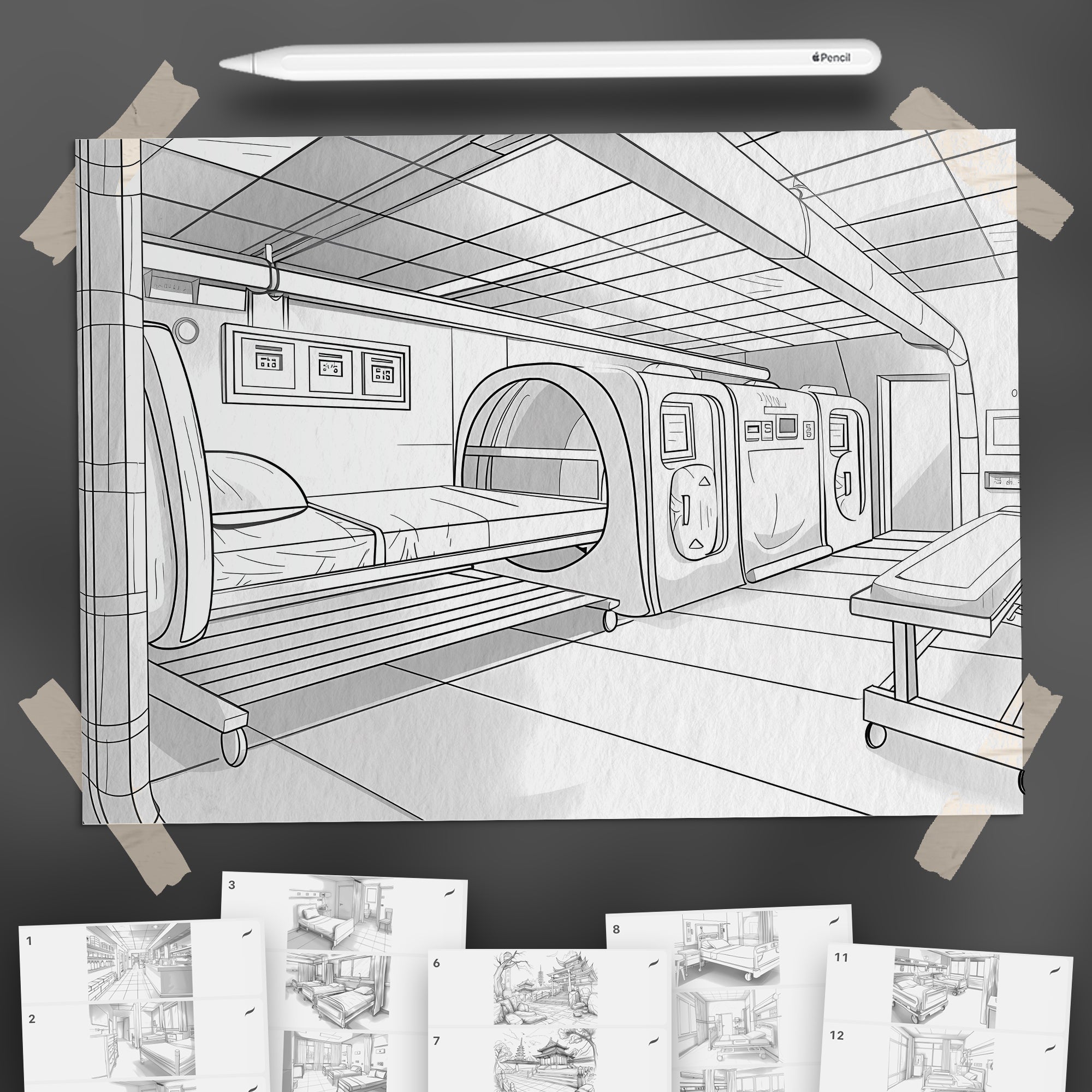 100 Procreate Hospital Rooms Backgrounds Brushes