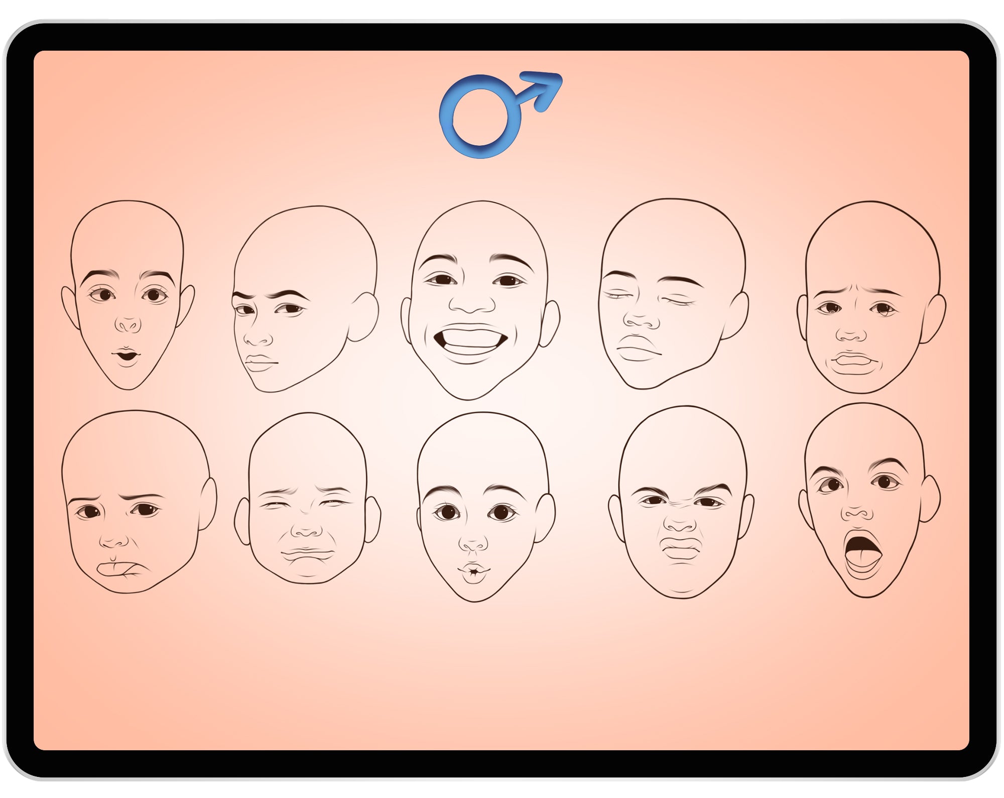 10 Kids Facial Emotions Brush for Procreate