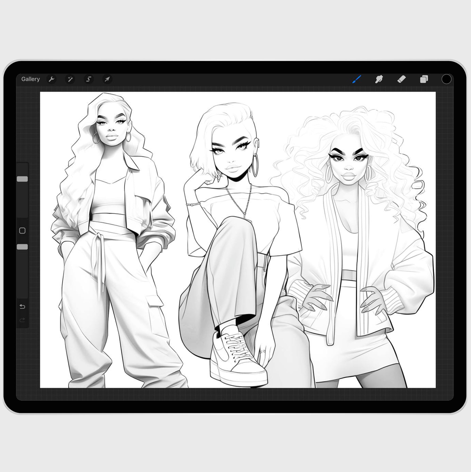 38 Girls in Streetwear Style Brushes for Procreate and Photoshop