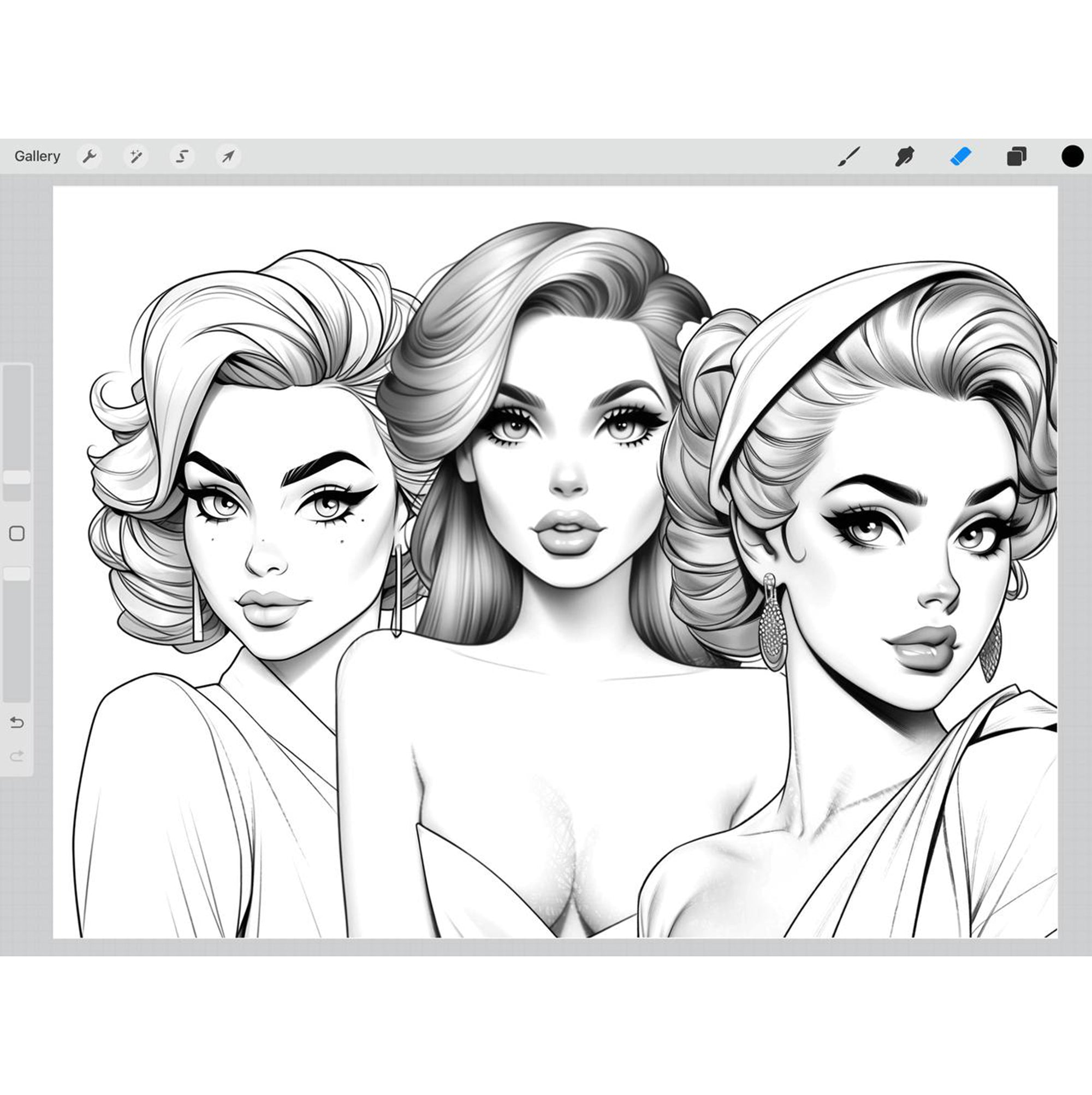 53 Elegant Classic Girls Stamp Brushes for Procreate and Photoshop