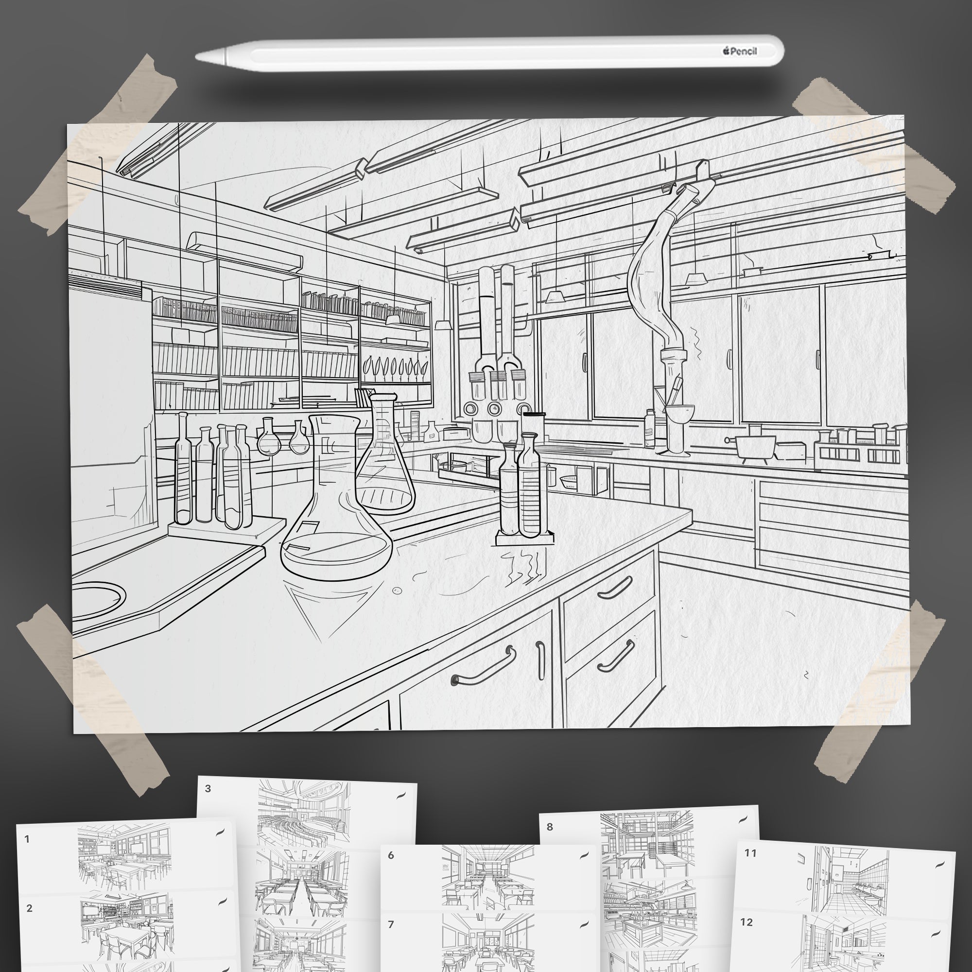 100 Procreate Rooms in School Backgrounds Brushes