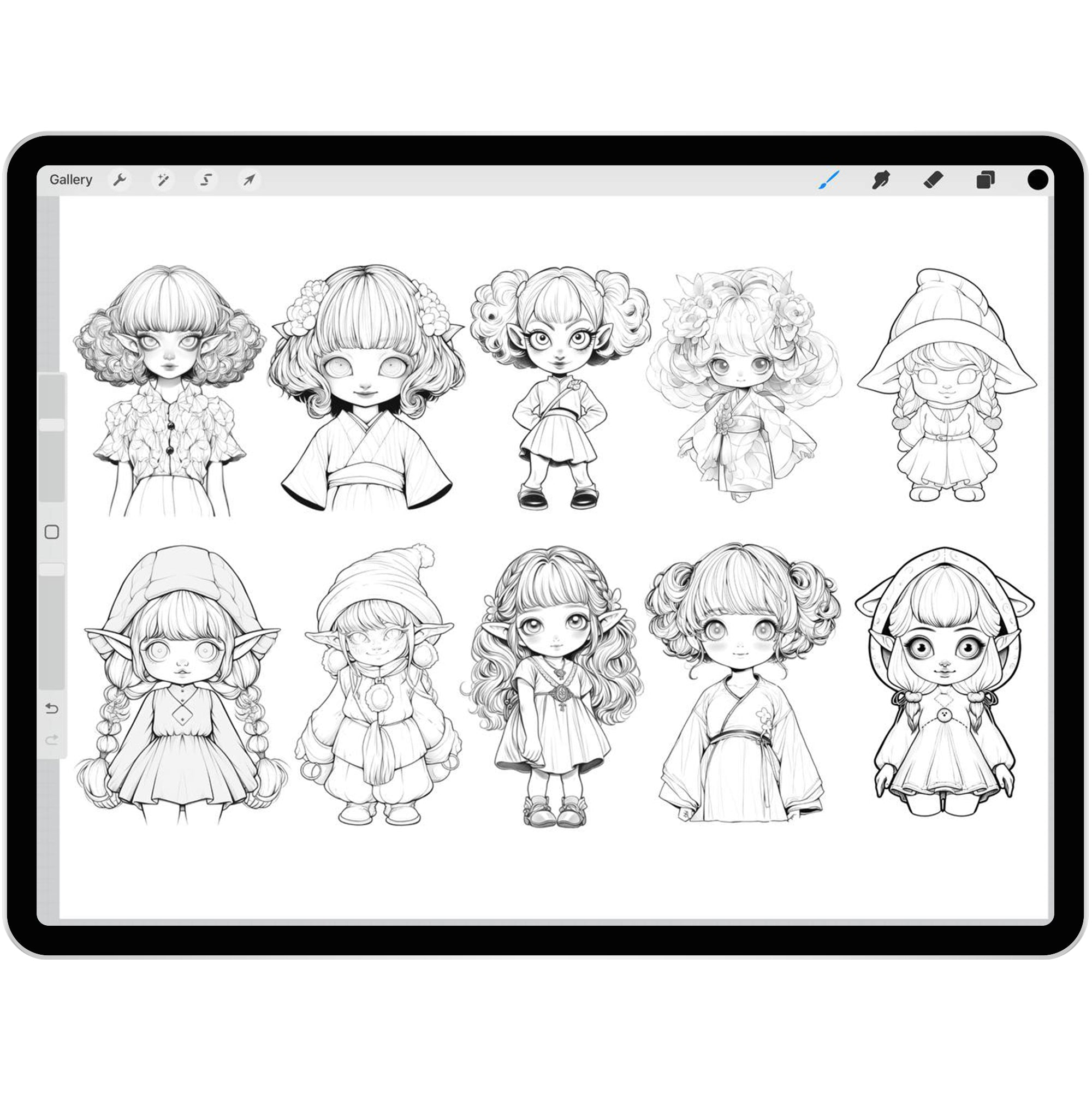 60 Chibi Girls Brushes for Procreate and Photoshop