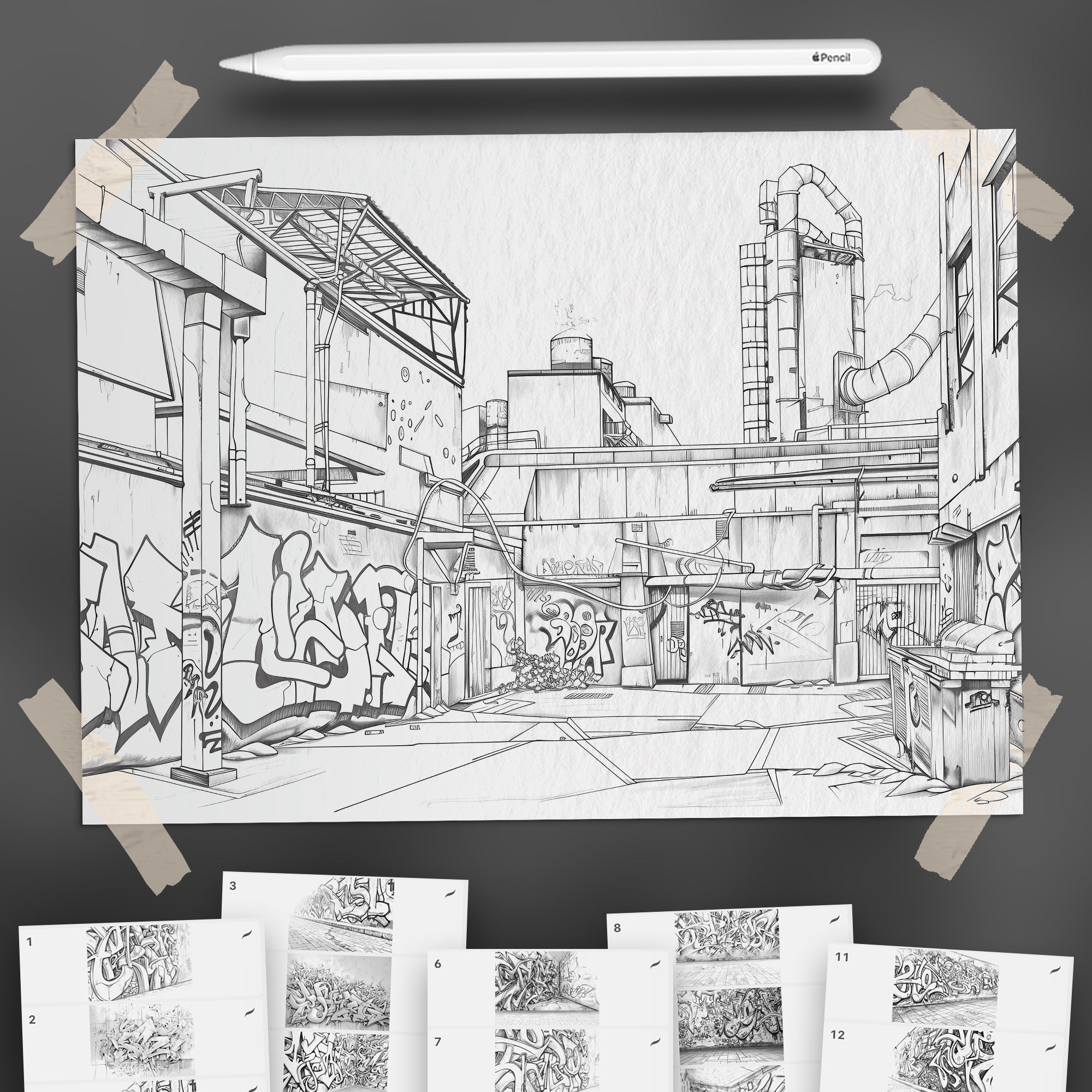 100 Procreate Graffiti Walls Backgrounds Brushes