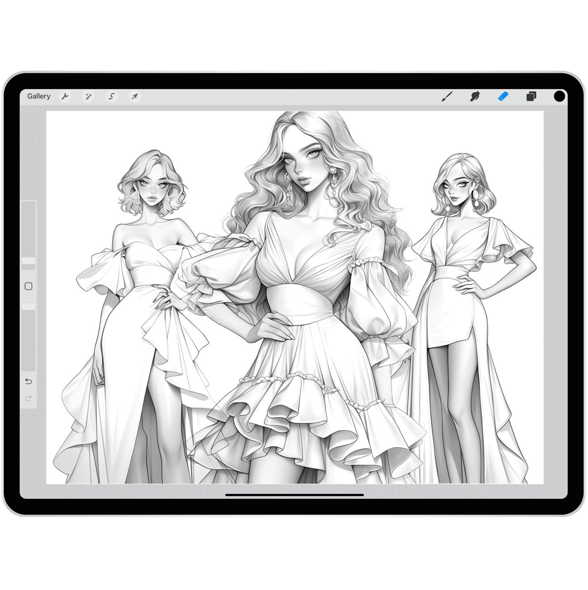 45 Wedding Dresses Brushes for Procreate and Photoshop