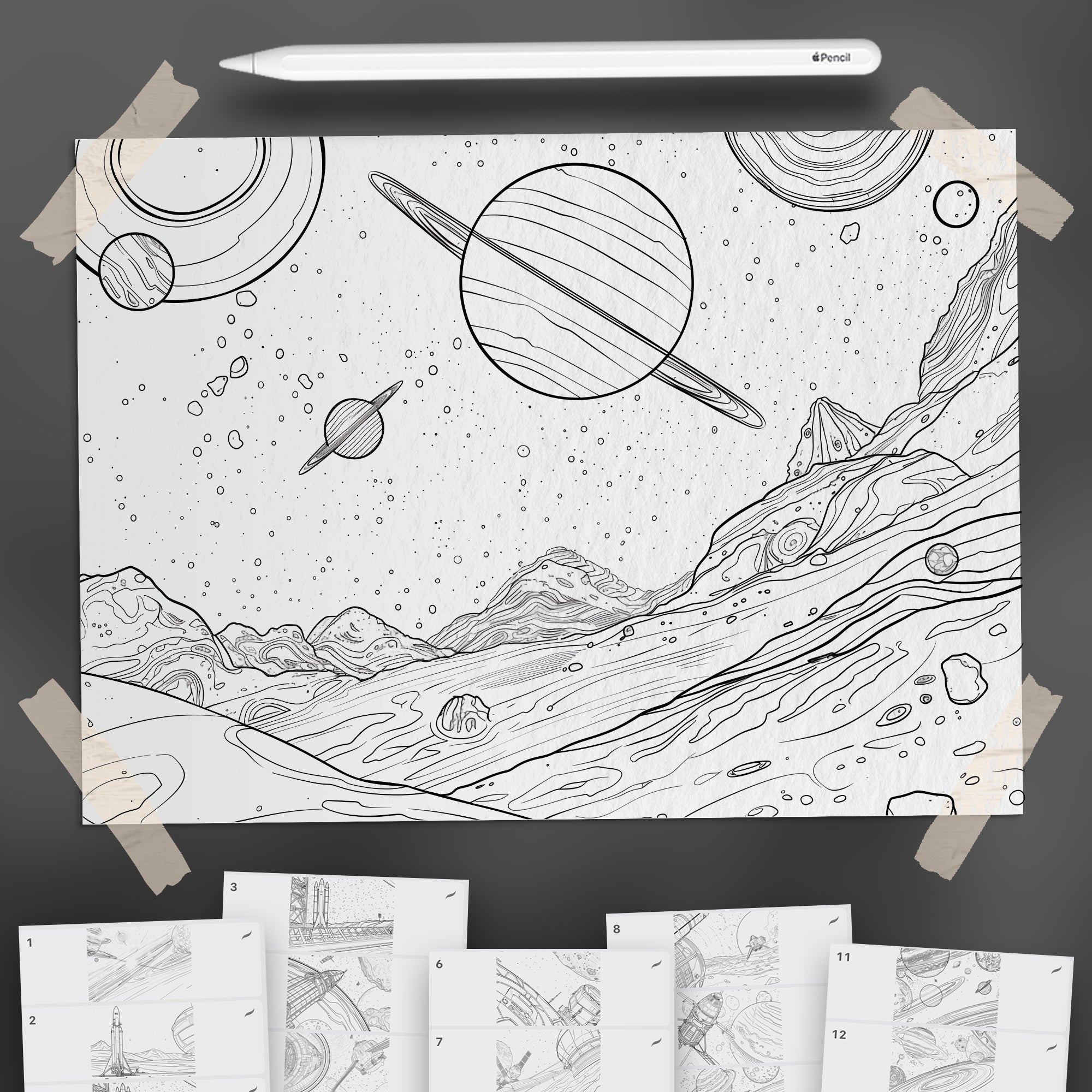 100 Procreate Space Backgrounds Brushes