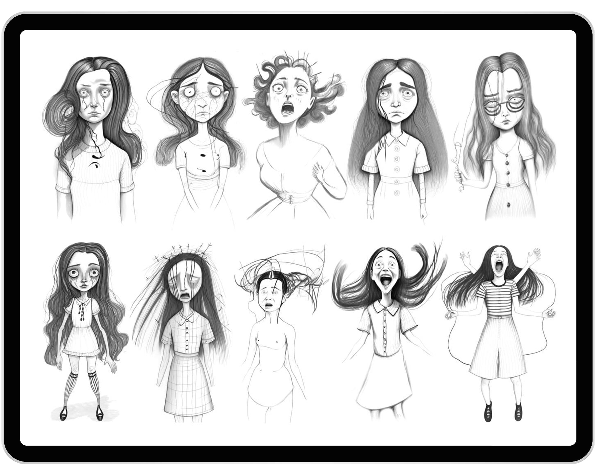 40 Procreate Surreal Girls Part-2 Stamp Brushes