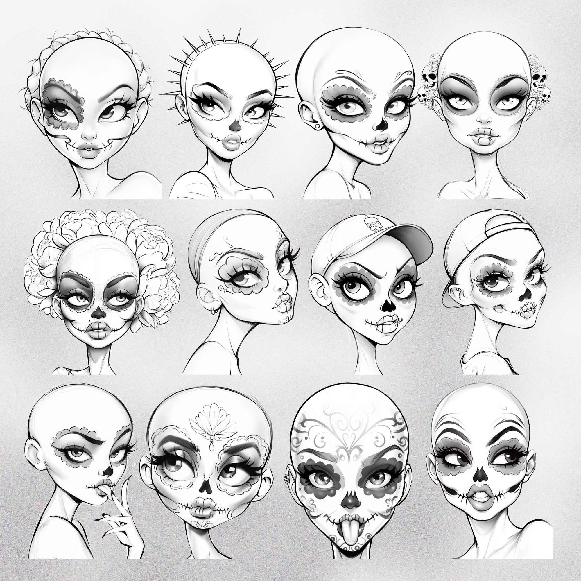 100 Procreate Sugar Skull Girls Stamps Brushes