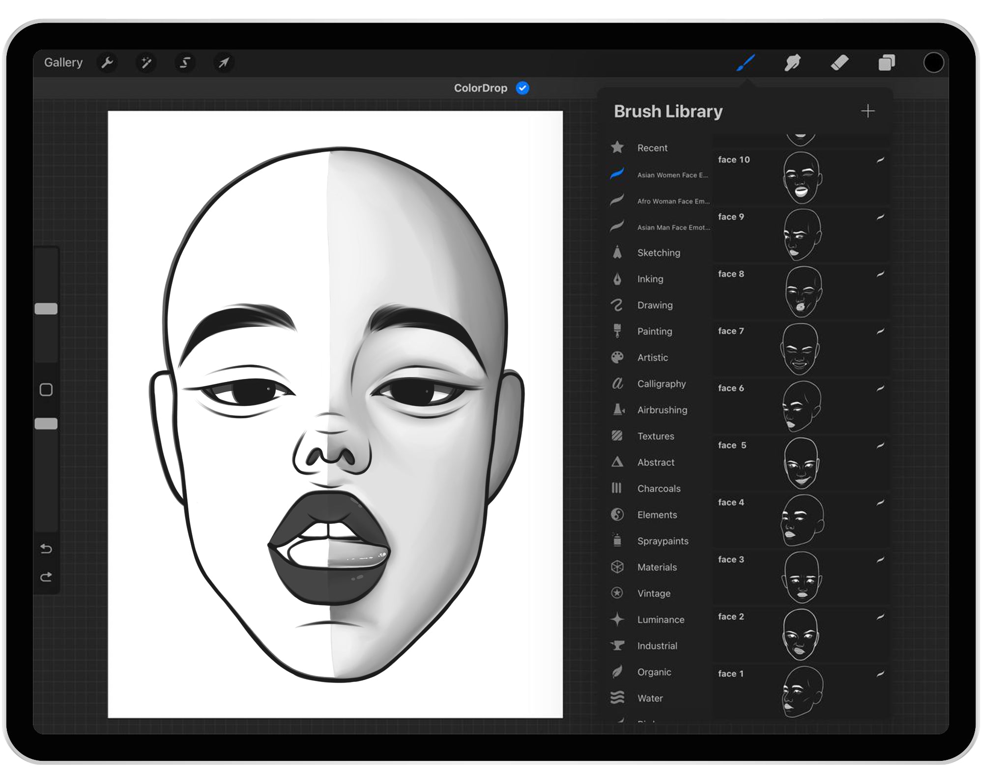 20 Procreate Asian Woman Face Emotions Stamp Brushes