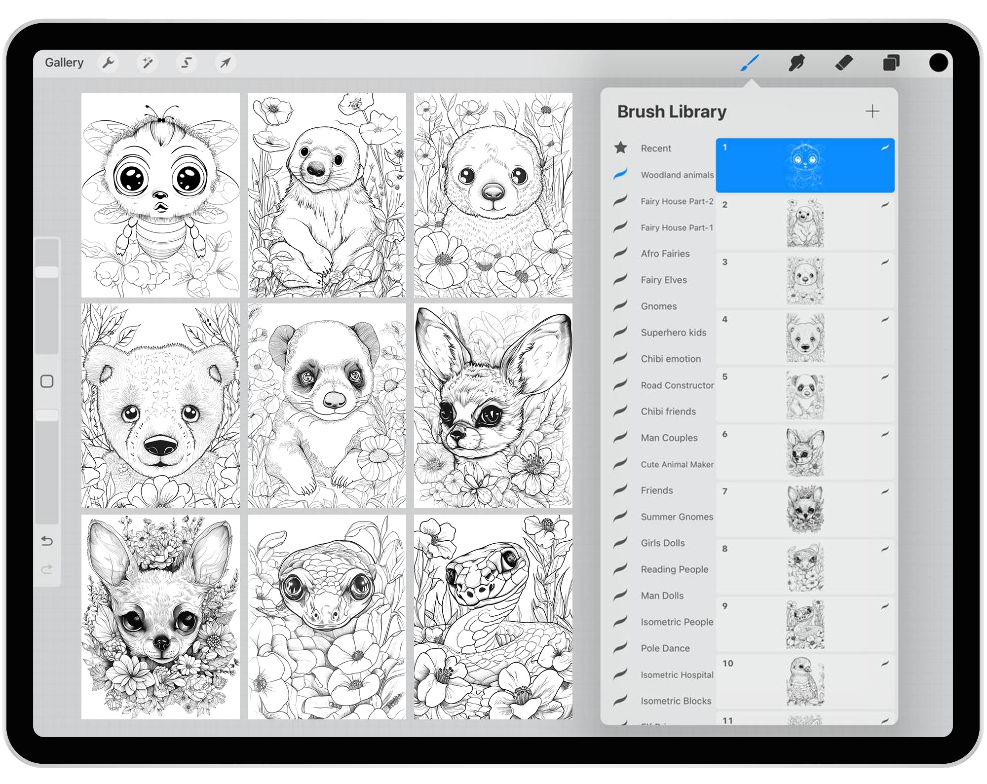 40 Woodland Animals Brushes for Procreate and Photoshop