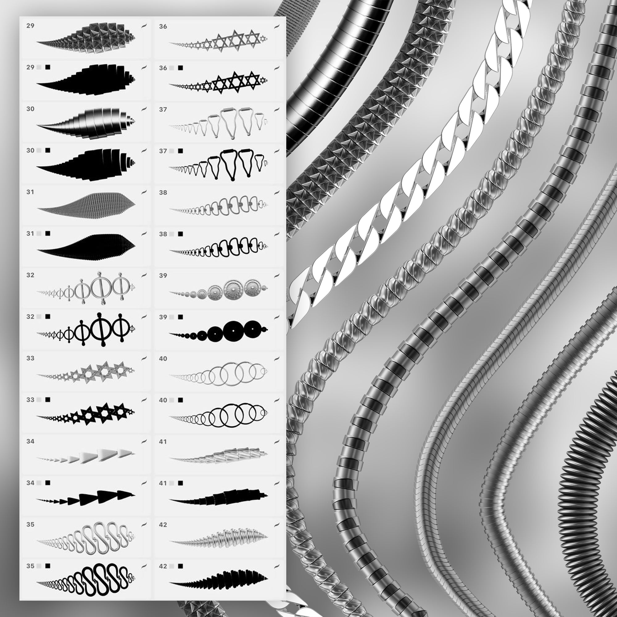 100 Necklace 2D Brushes for Procreate