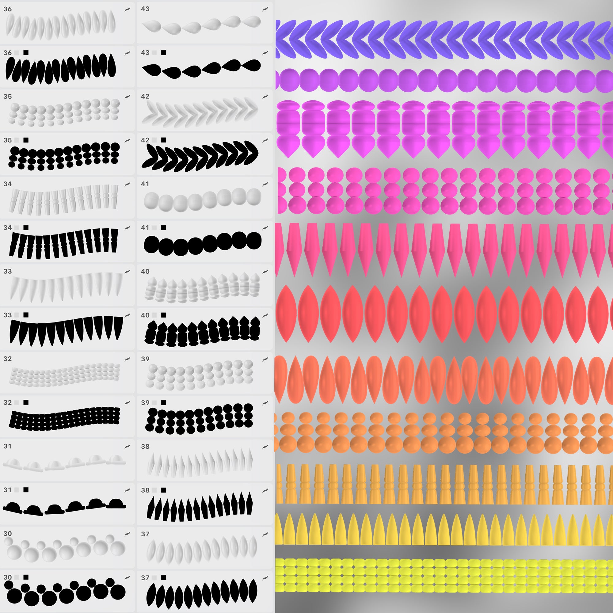 100 Beads 2D Brushes for Procreate