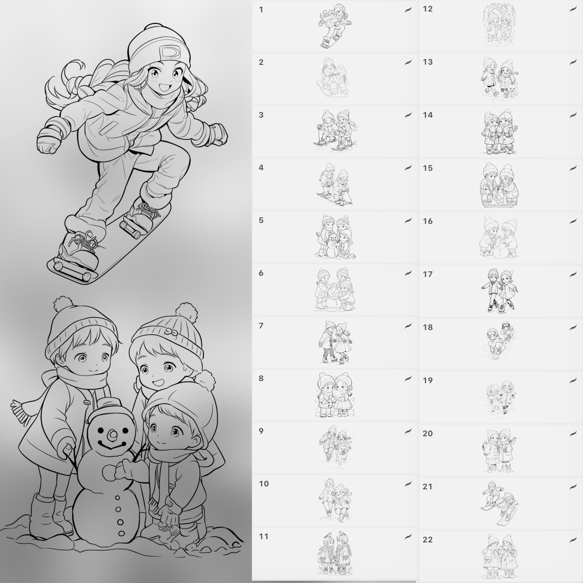 100 Procreate Kids Winter Sport Stamps Brushes