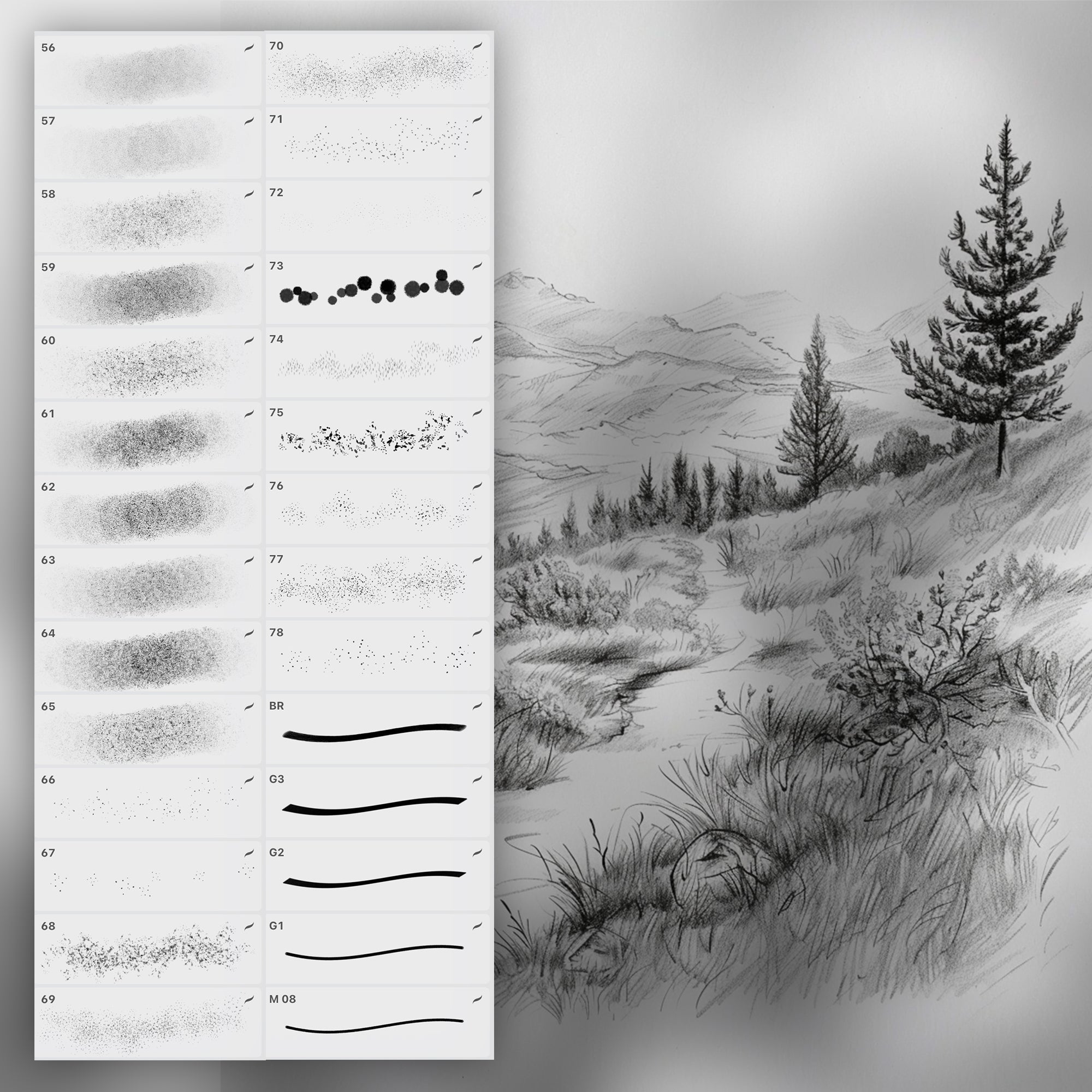 100 Procreate Pencil Drawing Brushes