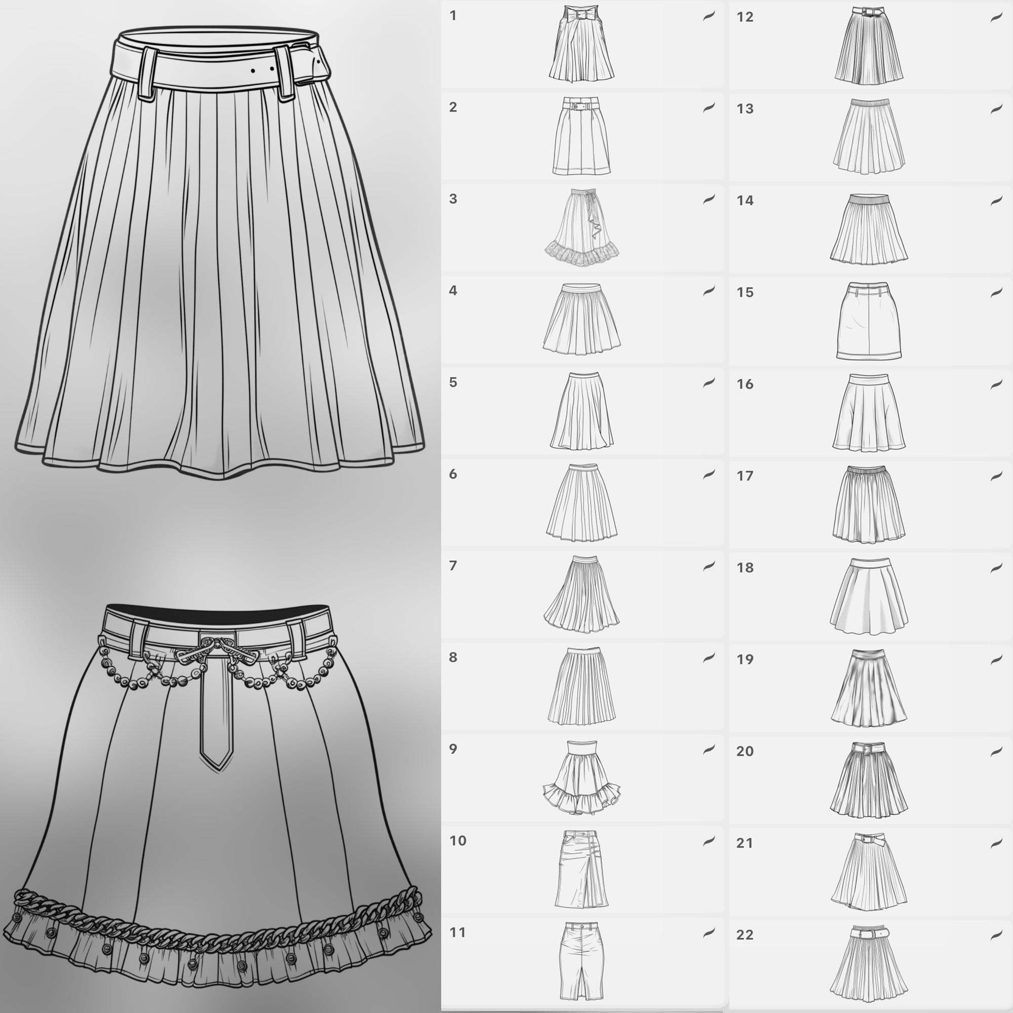 100 Procreate Skirts Stamp Brushes