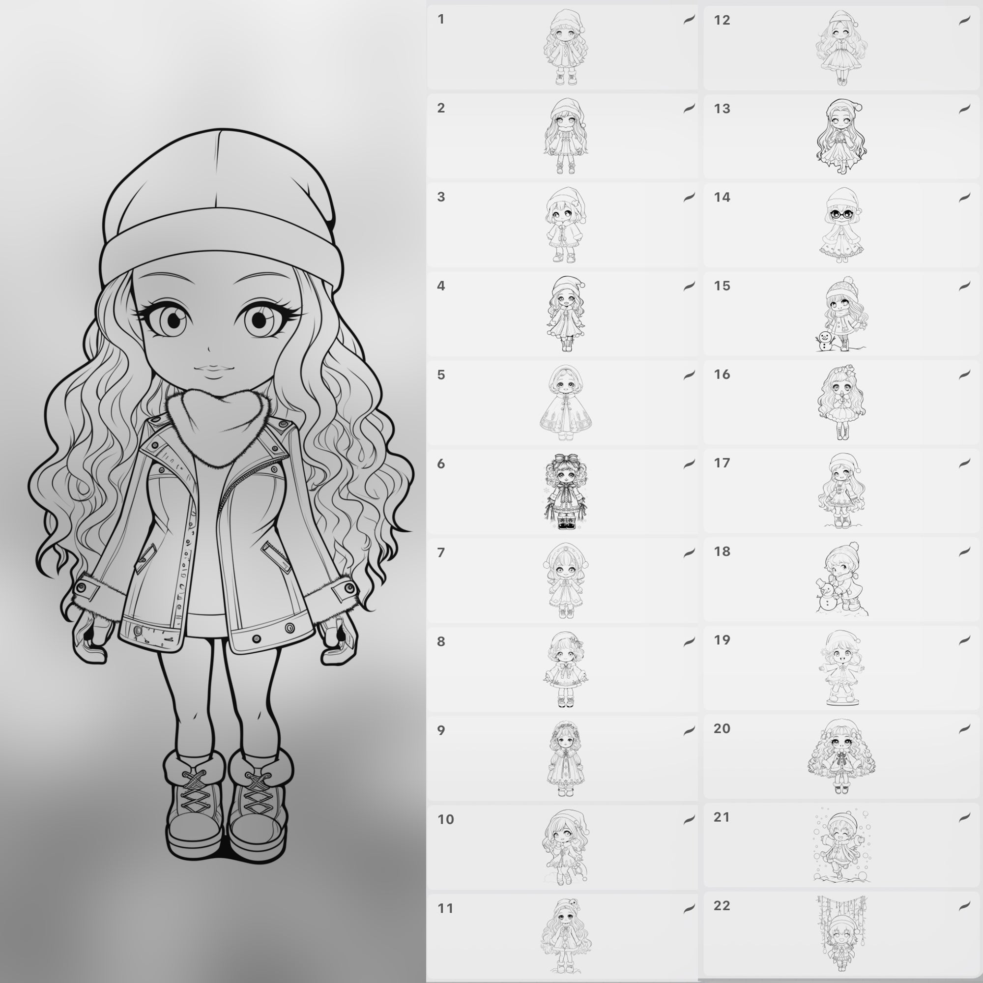 100 Procreate Chibi Christmas Doll Stamp Brushes