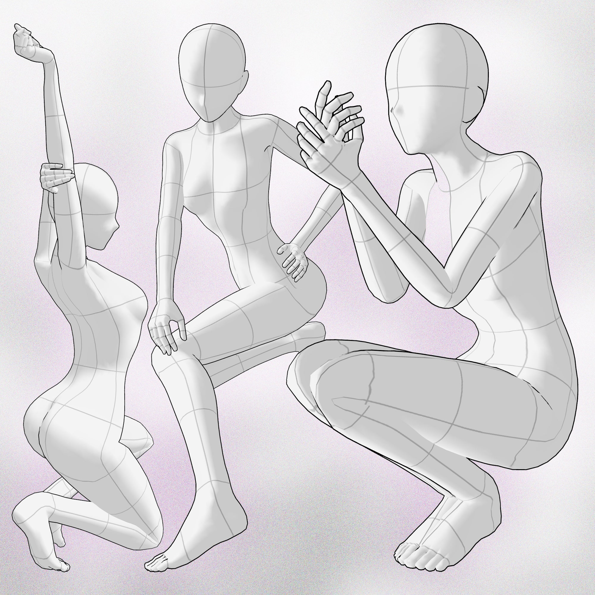80 Manga Procreate Squatting Poses Stamp Brushes
