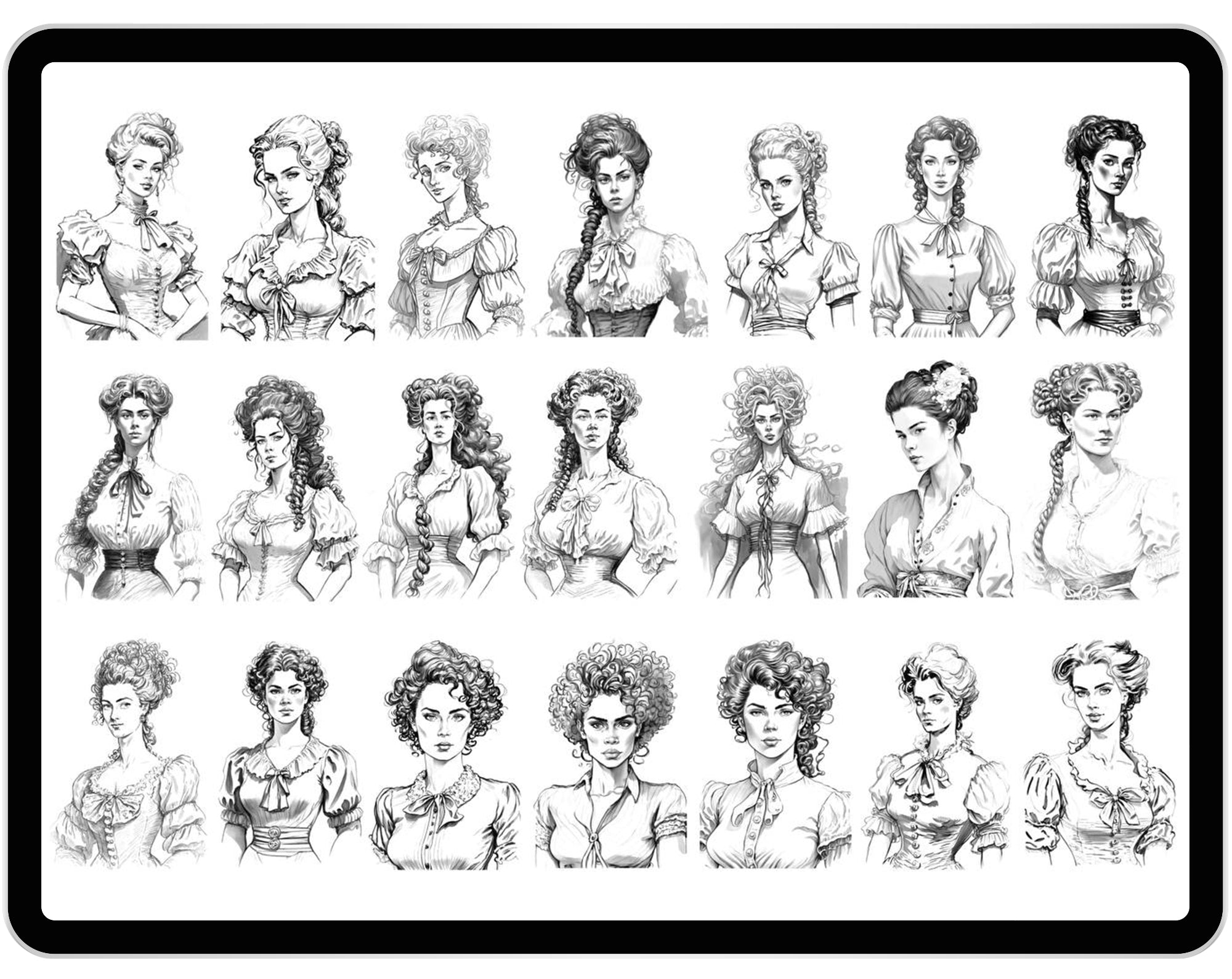 38 Procreate Rococo Girls Stamp Brushes