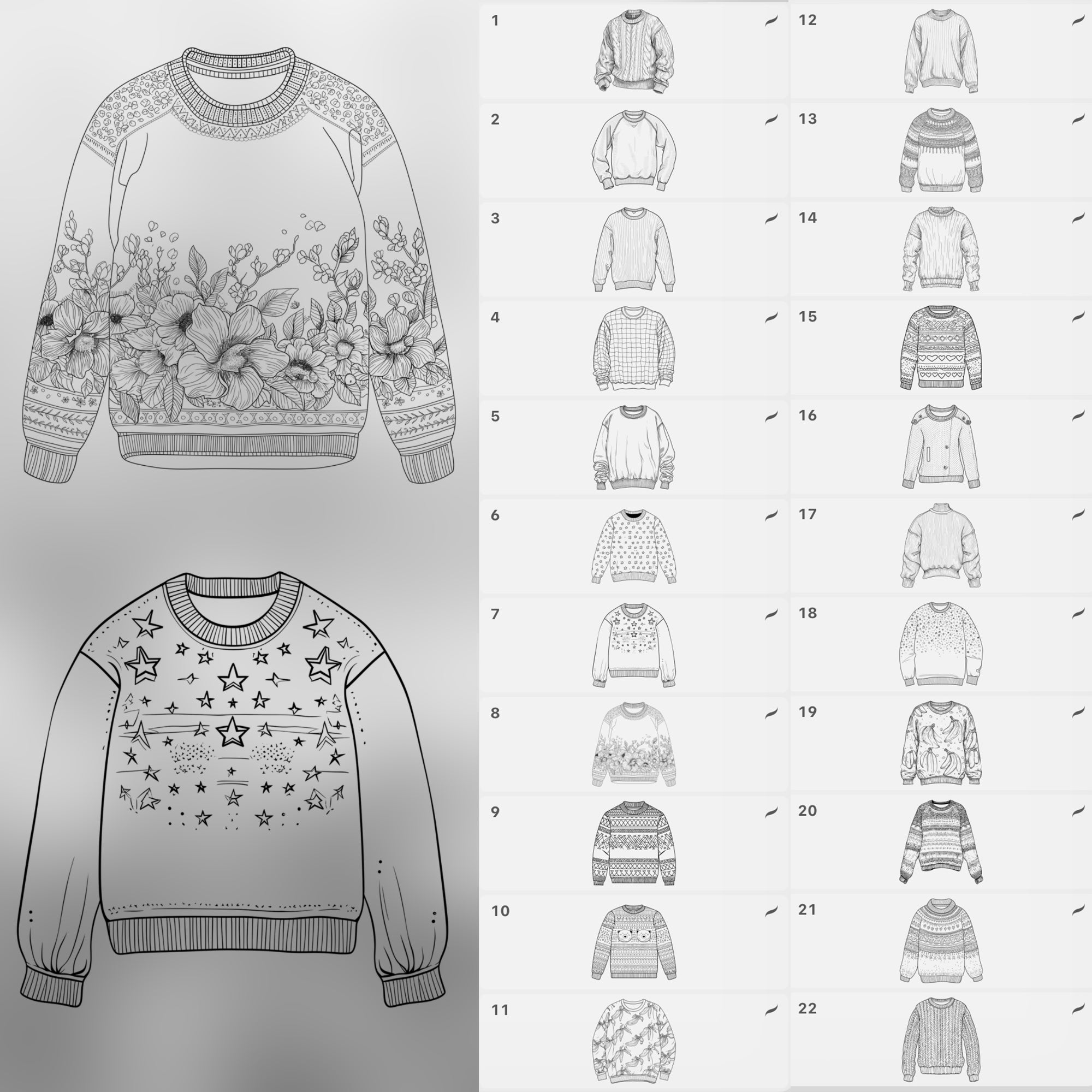 100 Procreate Sweater Stamp Brushes