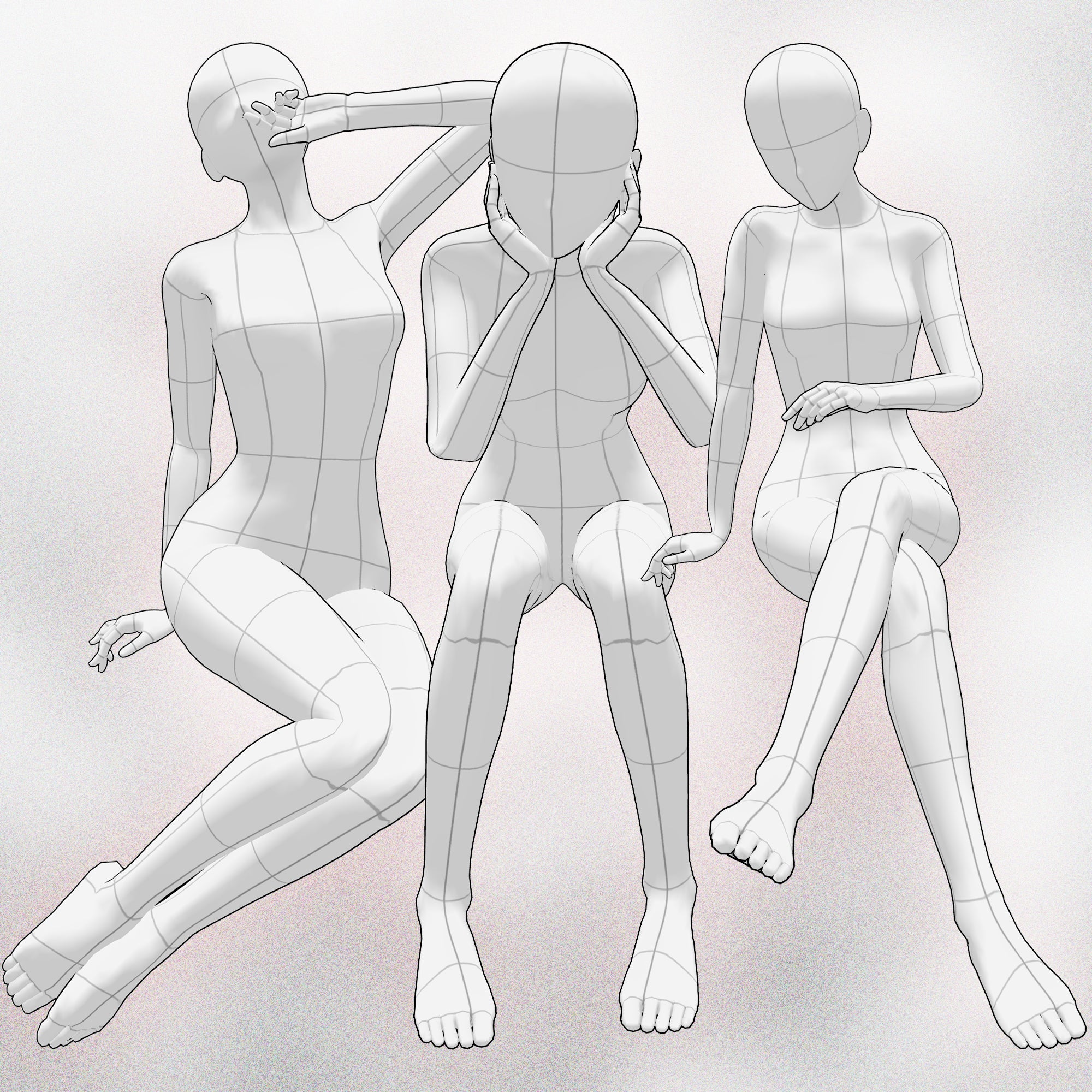 150 Manga Procreate Sitting Poses Stamp Brushes