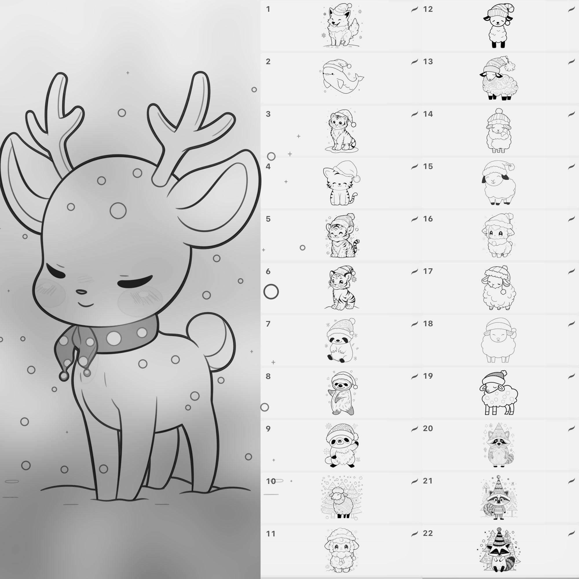 100 Procreate Cute Christmas Animals Stamp Brushes