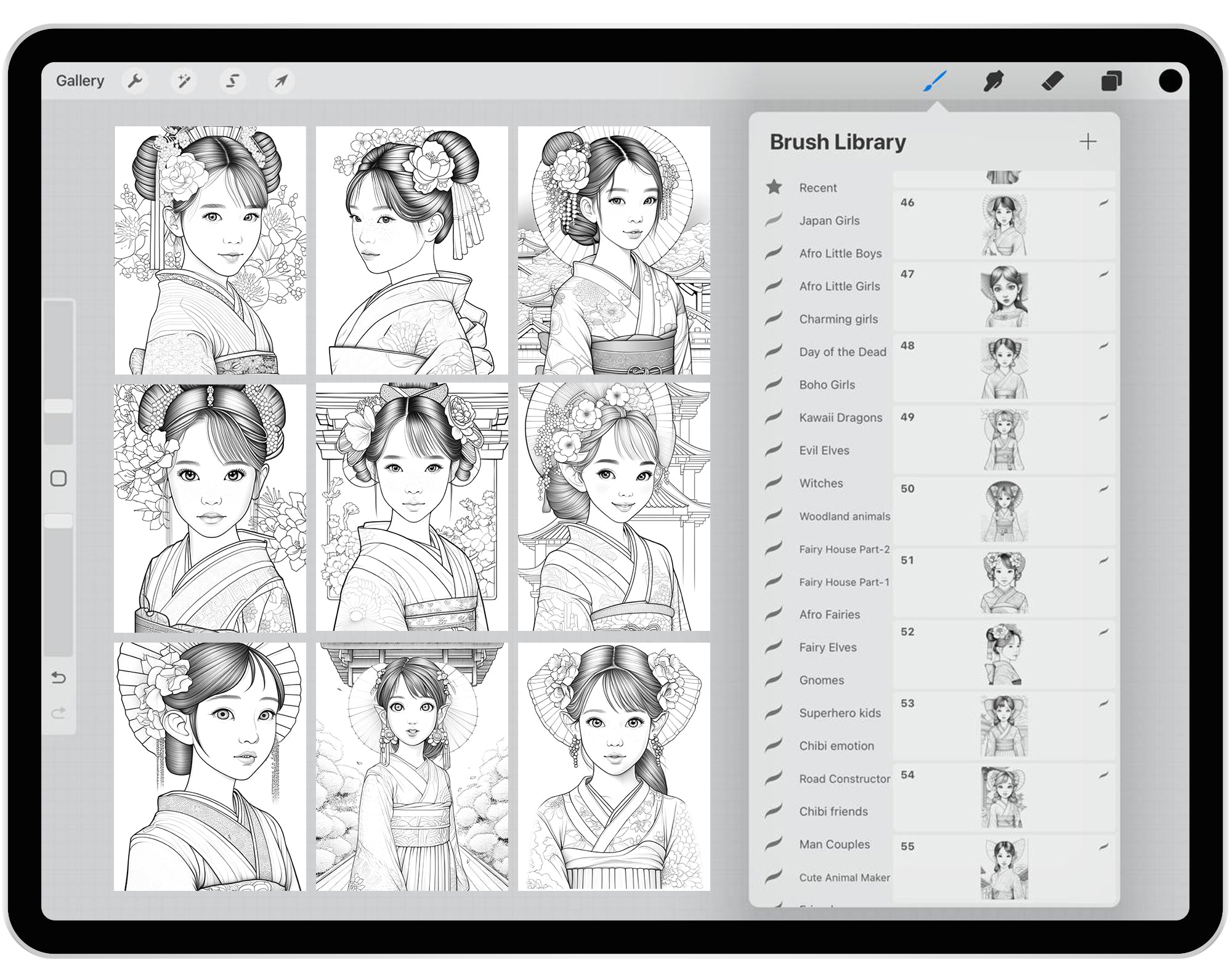 55 Japan Girls Brushes for Procreate and Photoshop