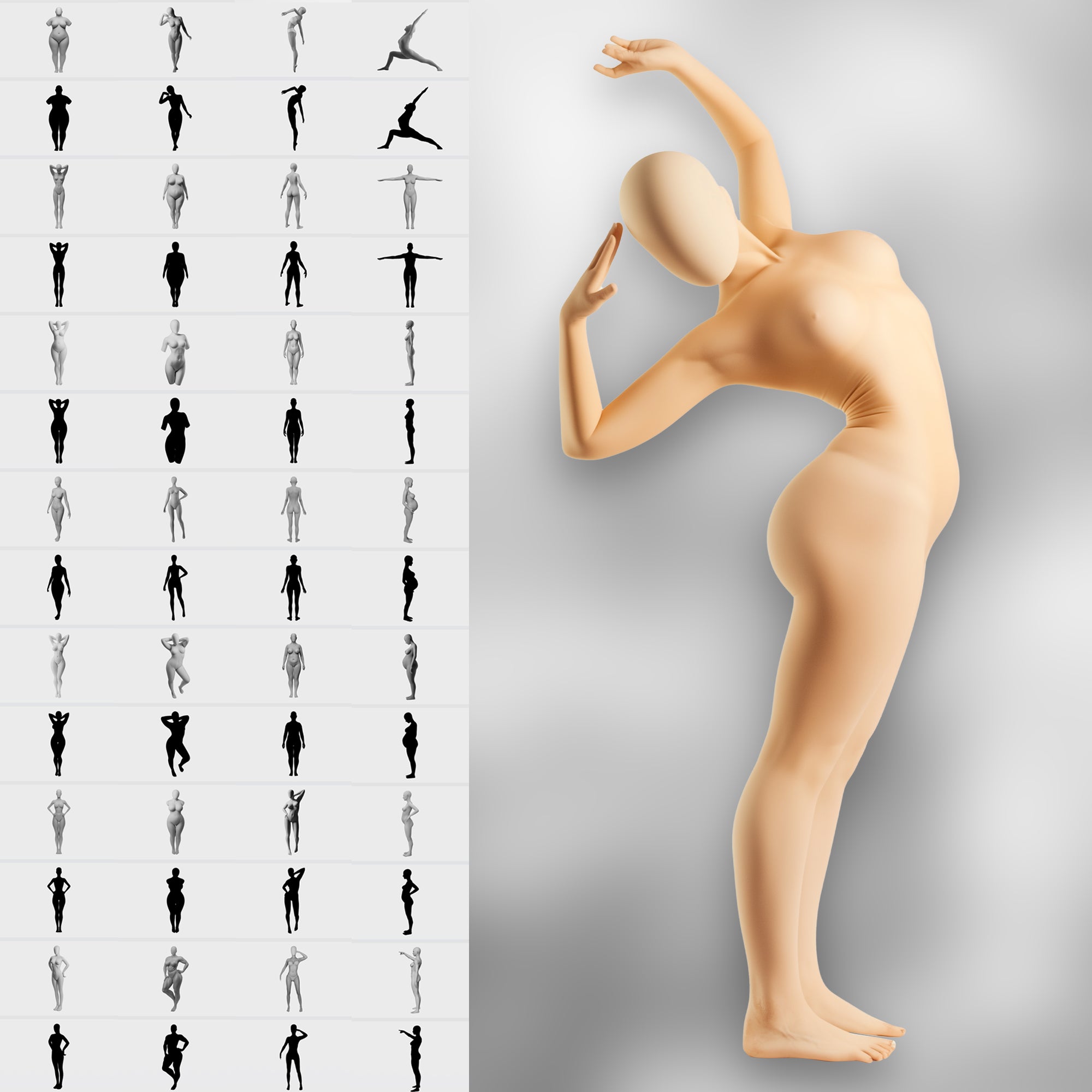 100 Procreate 2D Women's Bodies Stamp Brushes