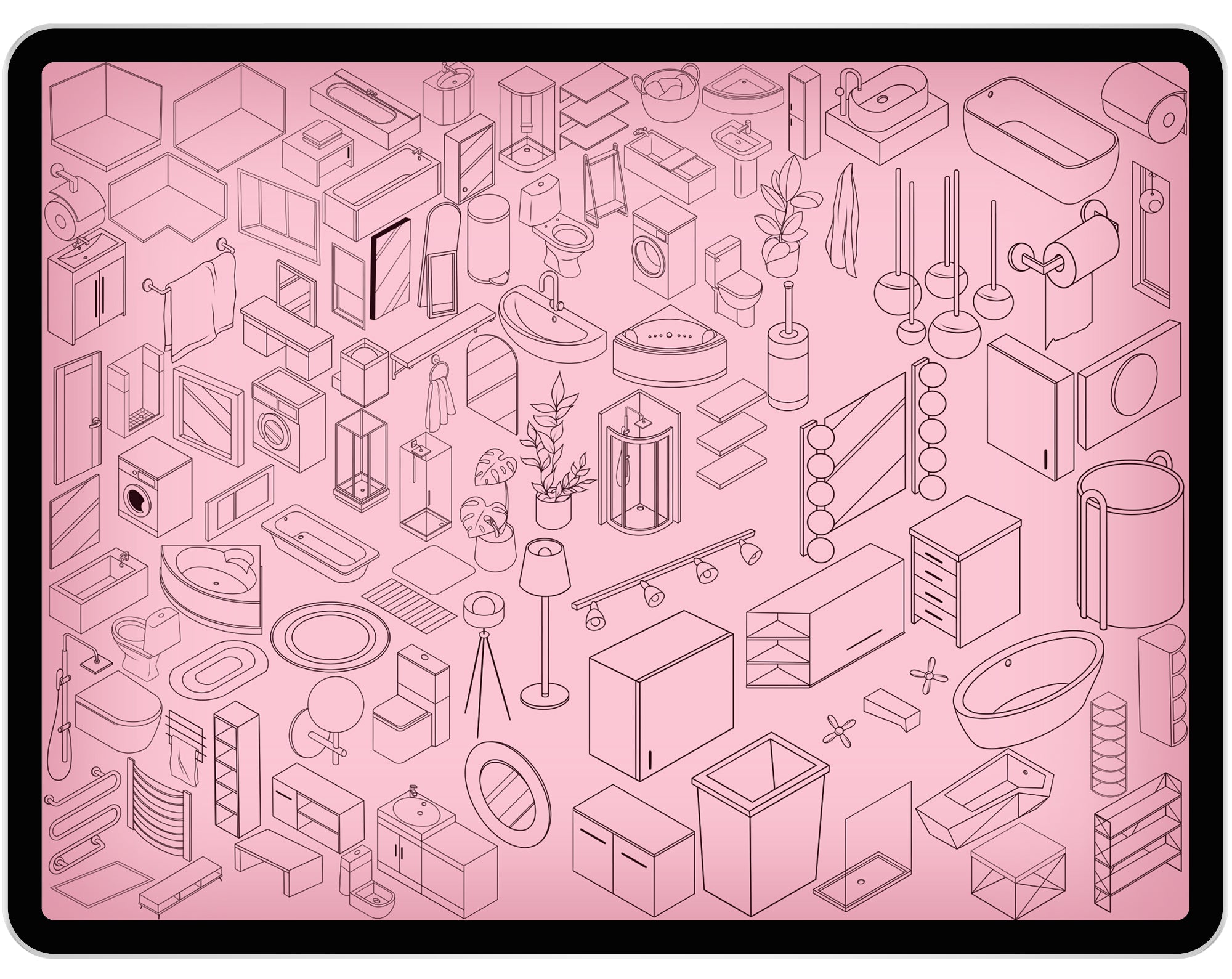 100 Bathroom Isometric Brush for Procreate