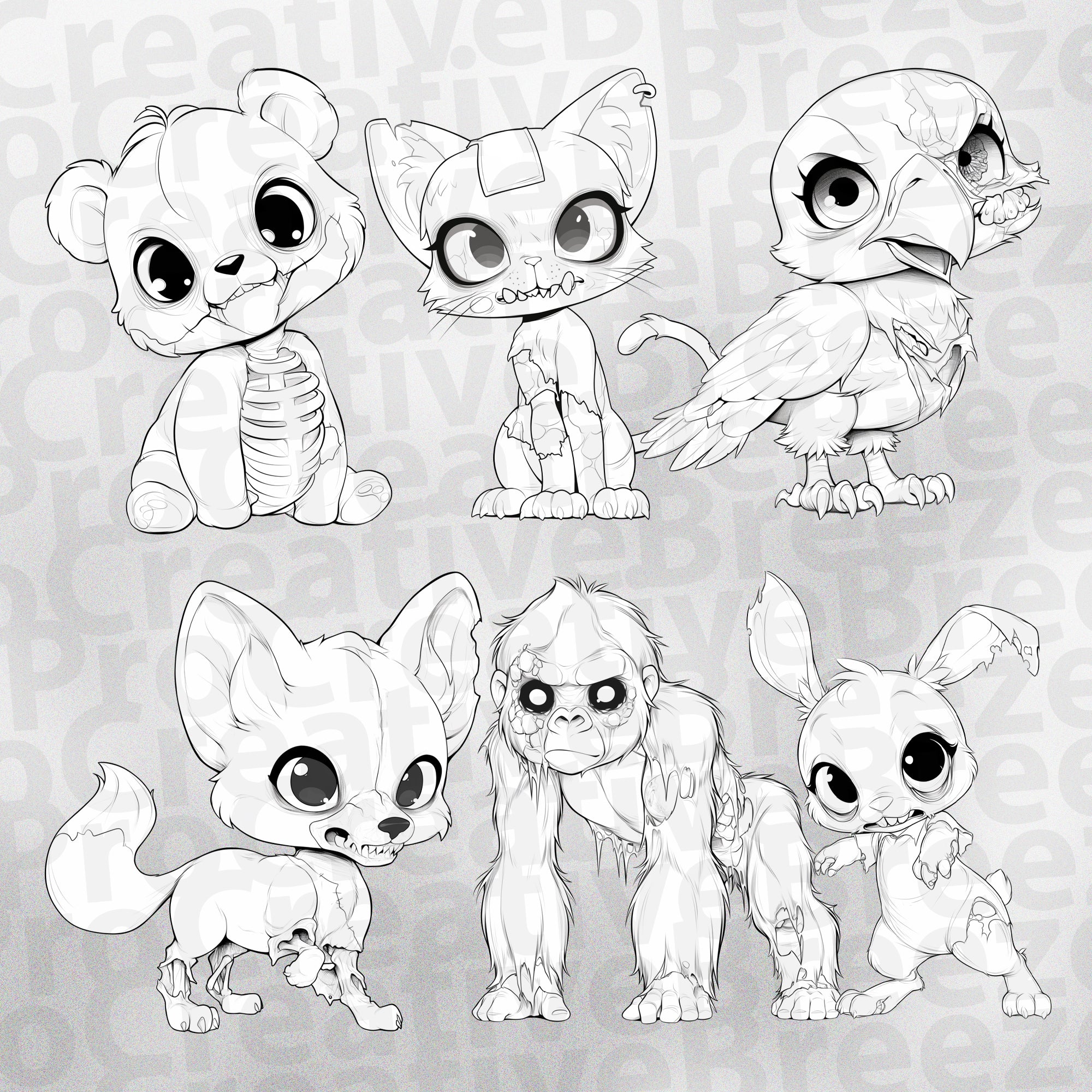 110 Procreate Zombie Animals Stamp Brushes