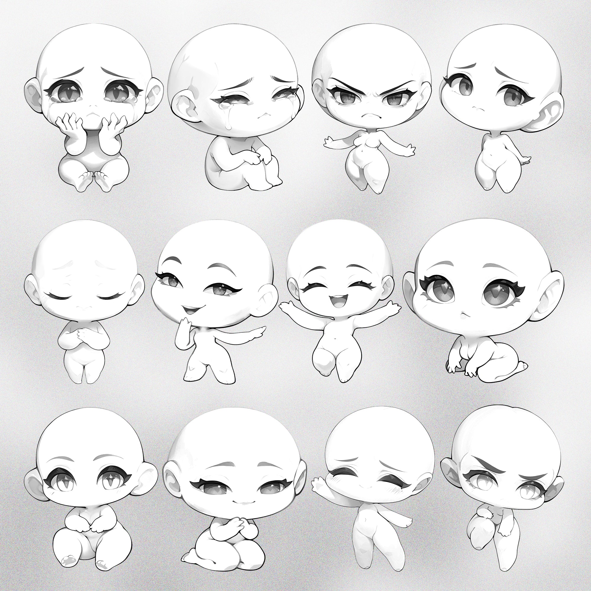 120 Procreate Chibi Girls Stamps