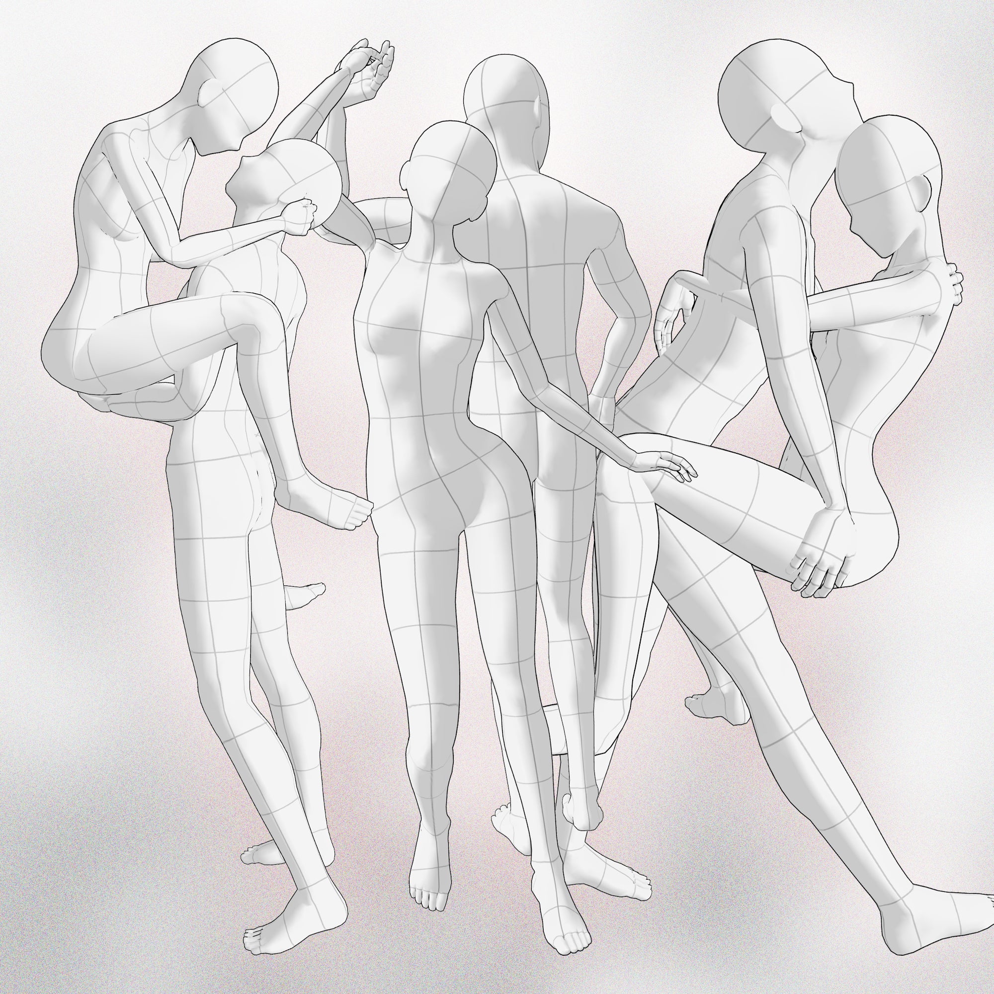 110 Manga Procreate Couple Poses Stamp Brushes