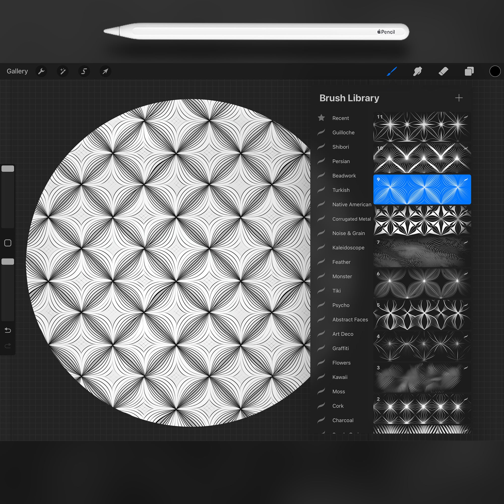 100 Procreate Guilloche Pattern Brushes