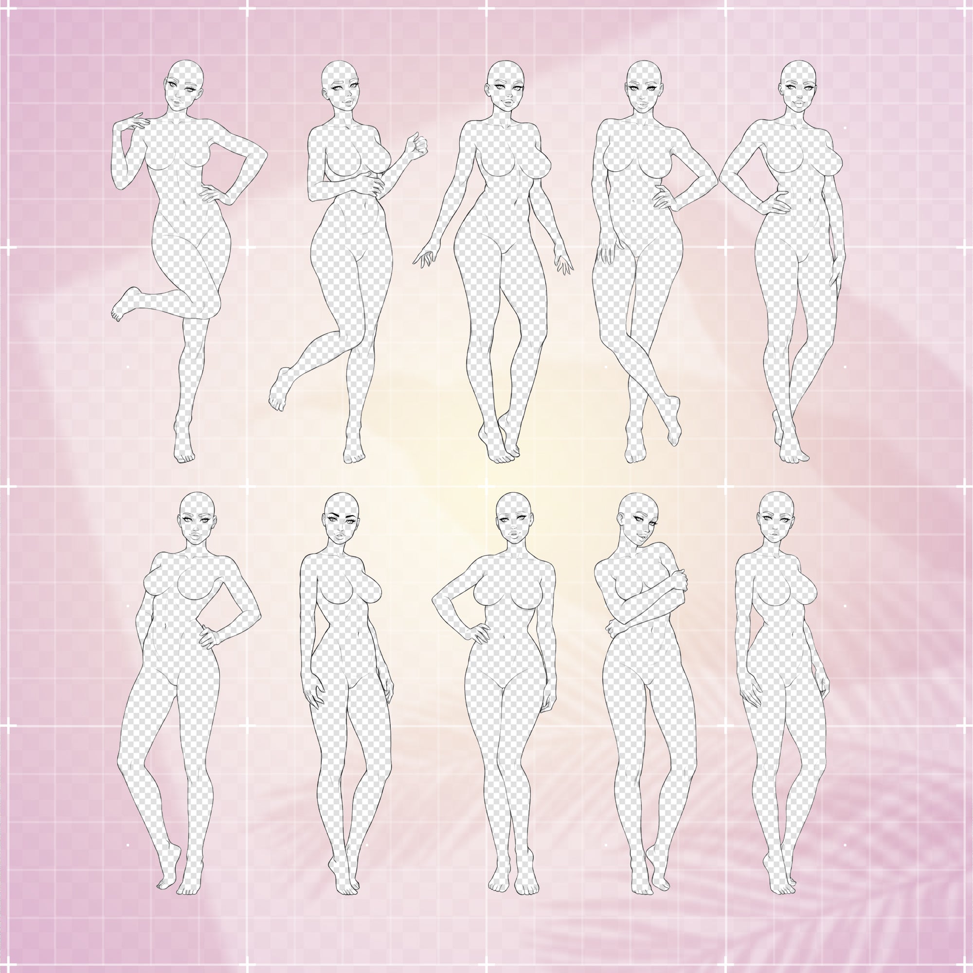 #2 Fashion Template 30 Designs, Procreate Fashion Template Brushes, Photoshop Fashion Template Stamps, PNG Fashion Template, CPS Fashion Template, Afinity Fashion Template