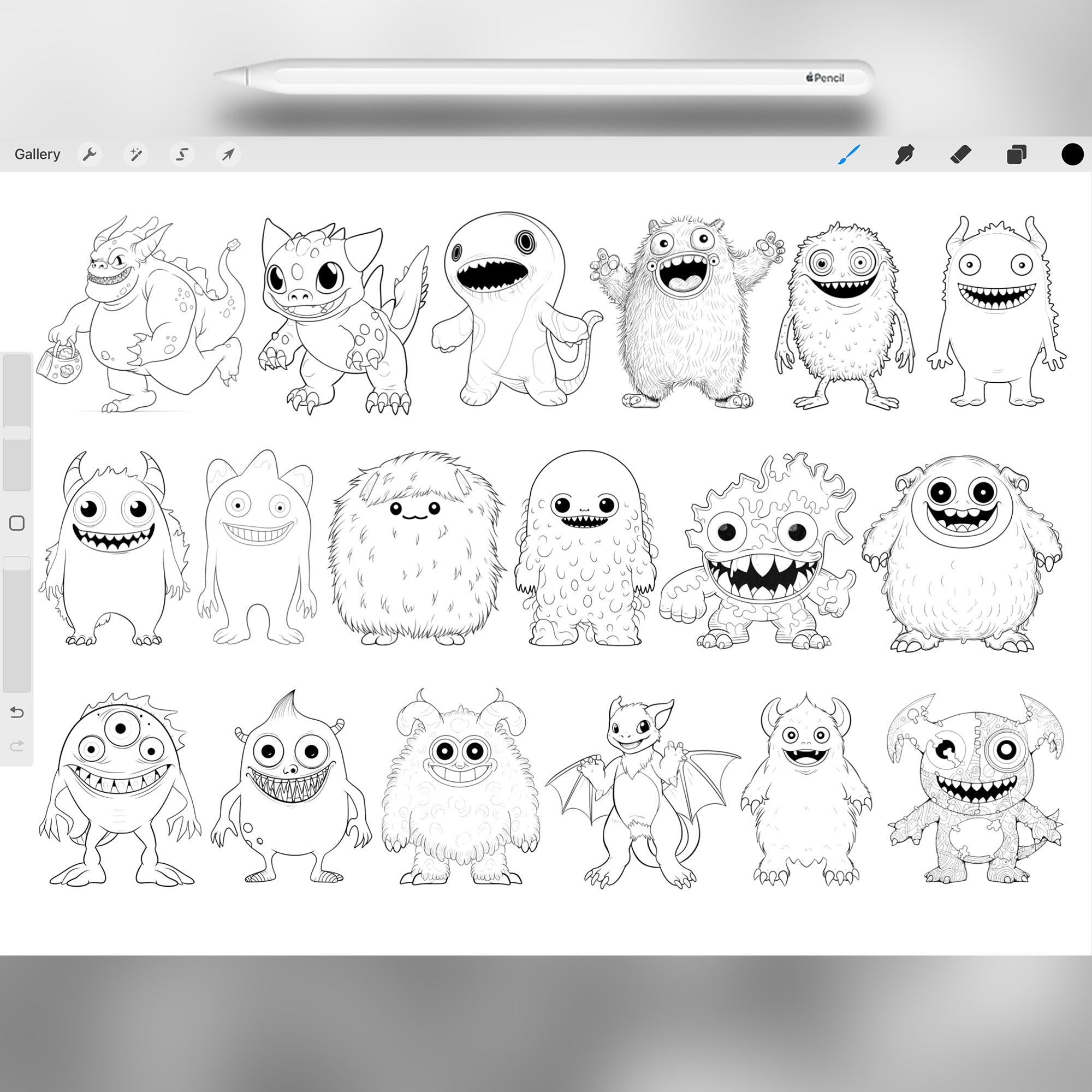 100 Procreate Monsters Stamp Brushes