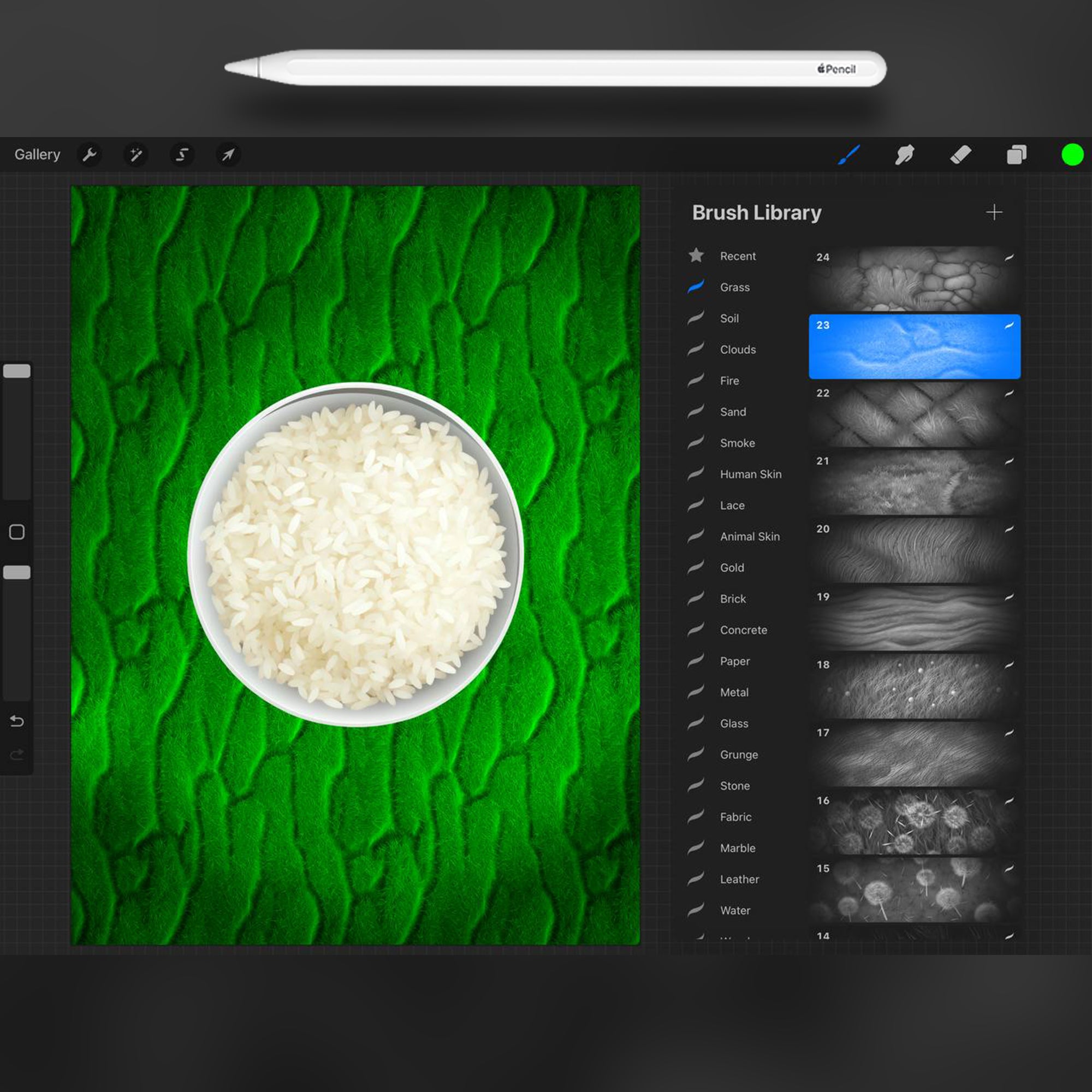 100 Procreate Grass Texture Brushes