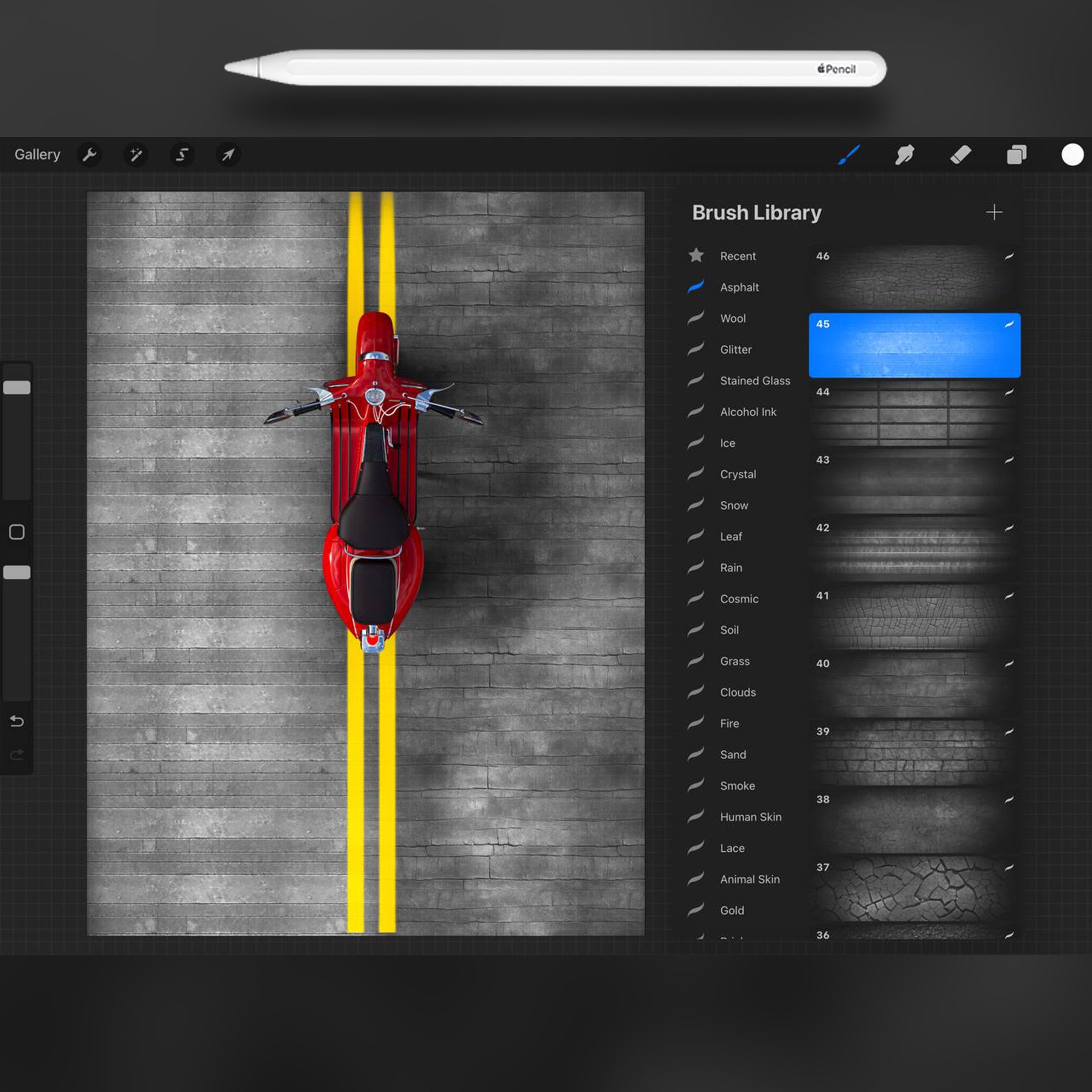 110 Procreate Asphalt Texture Brushes