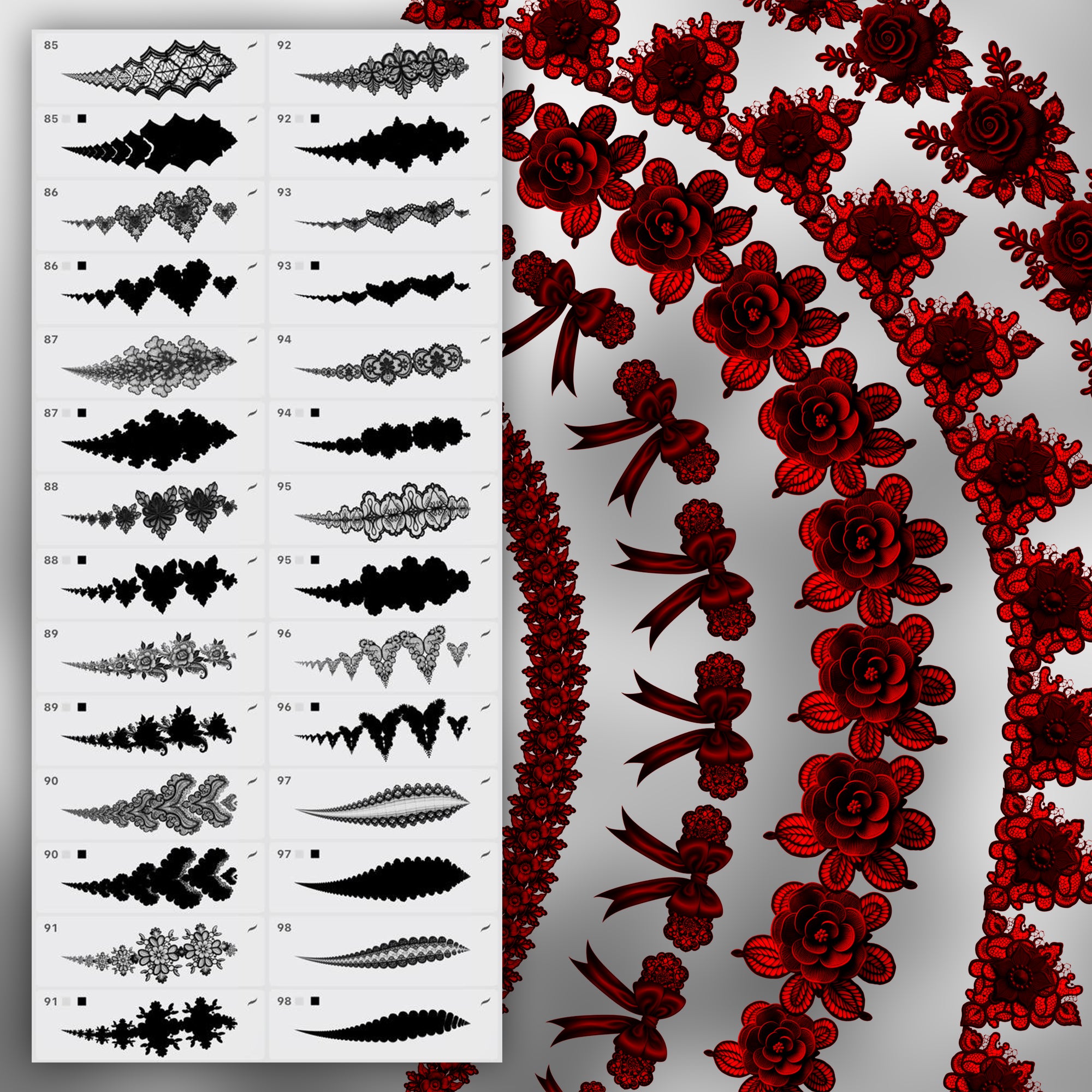 100 Lace Border 2D Brushes for Procreate