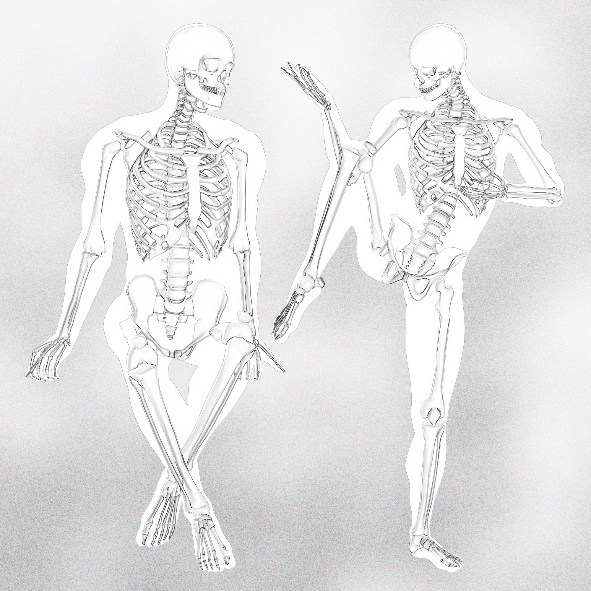 150 Procreate Skeleton Action Poses Stamps