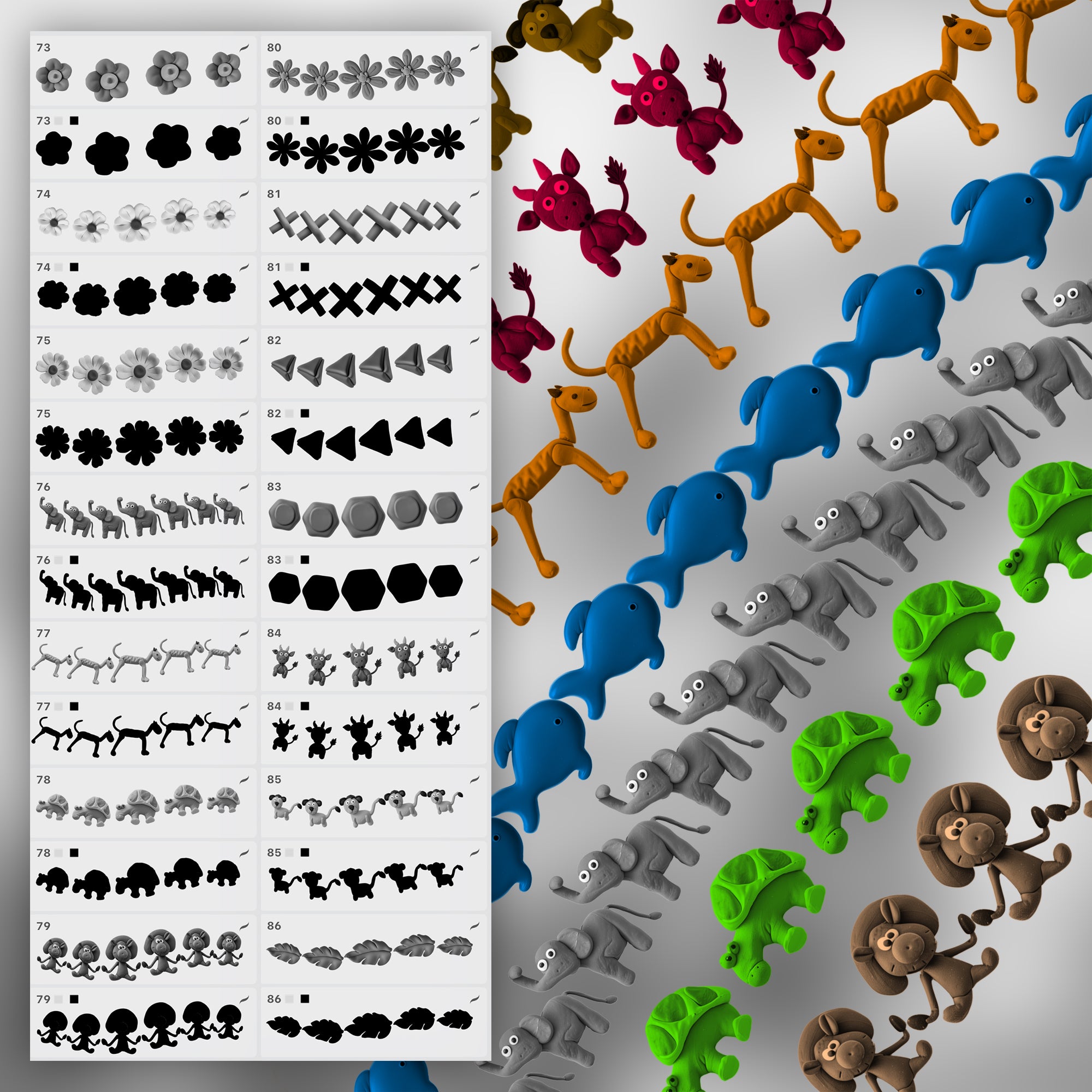 110 Plasticine 2D Brushes for Procreate