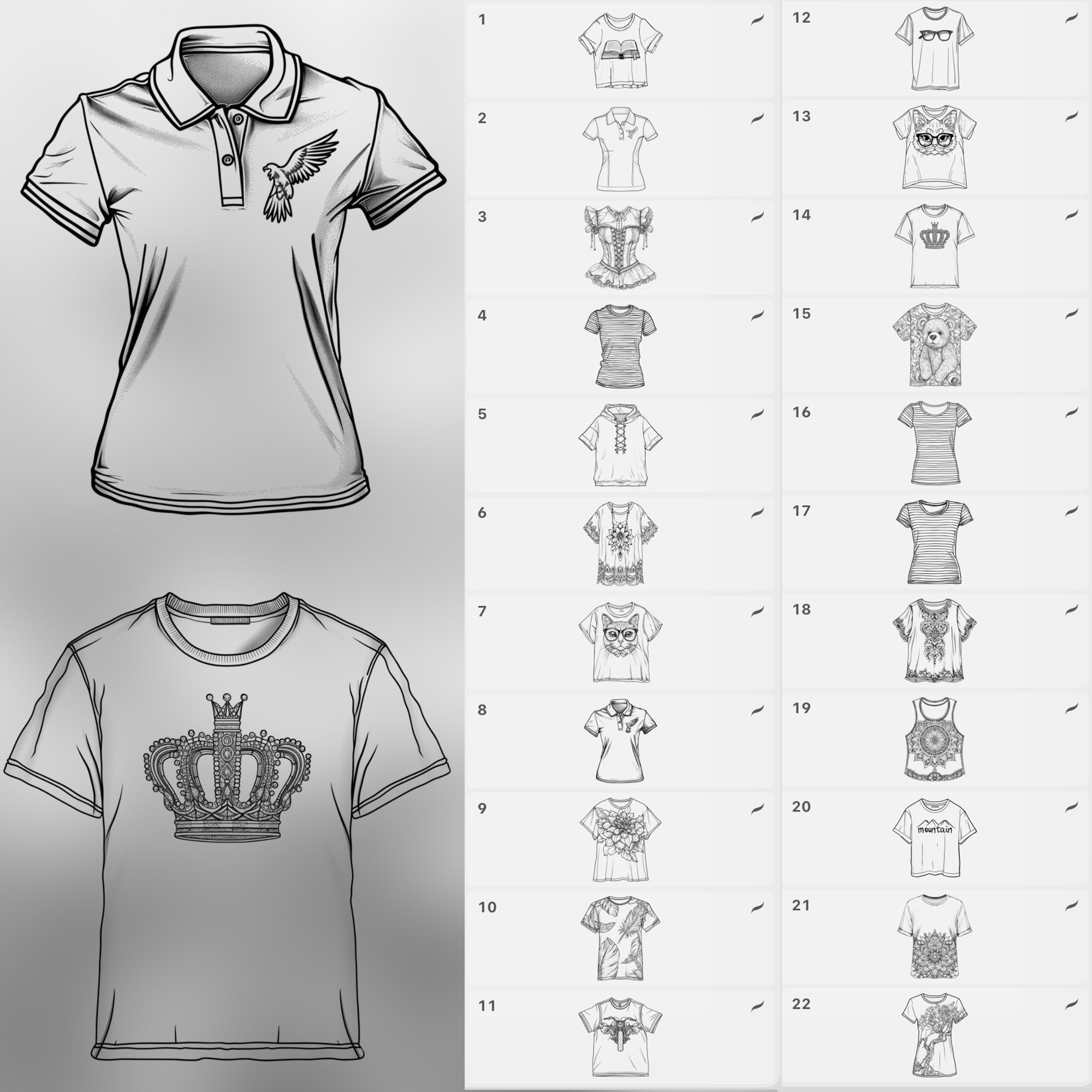 100 Procreate T-shirt Stamp Brushes