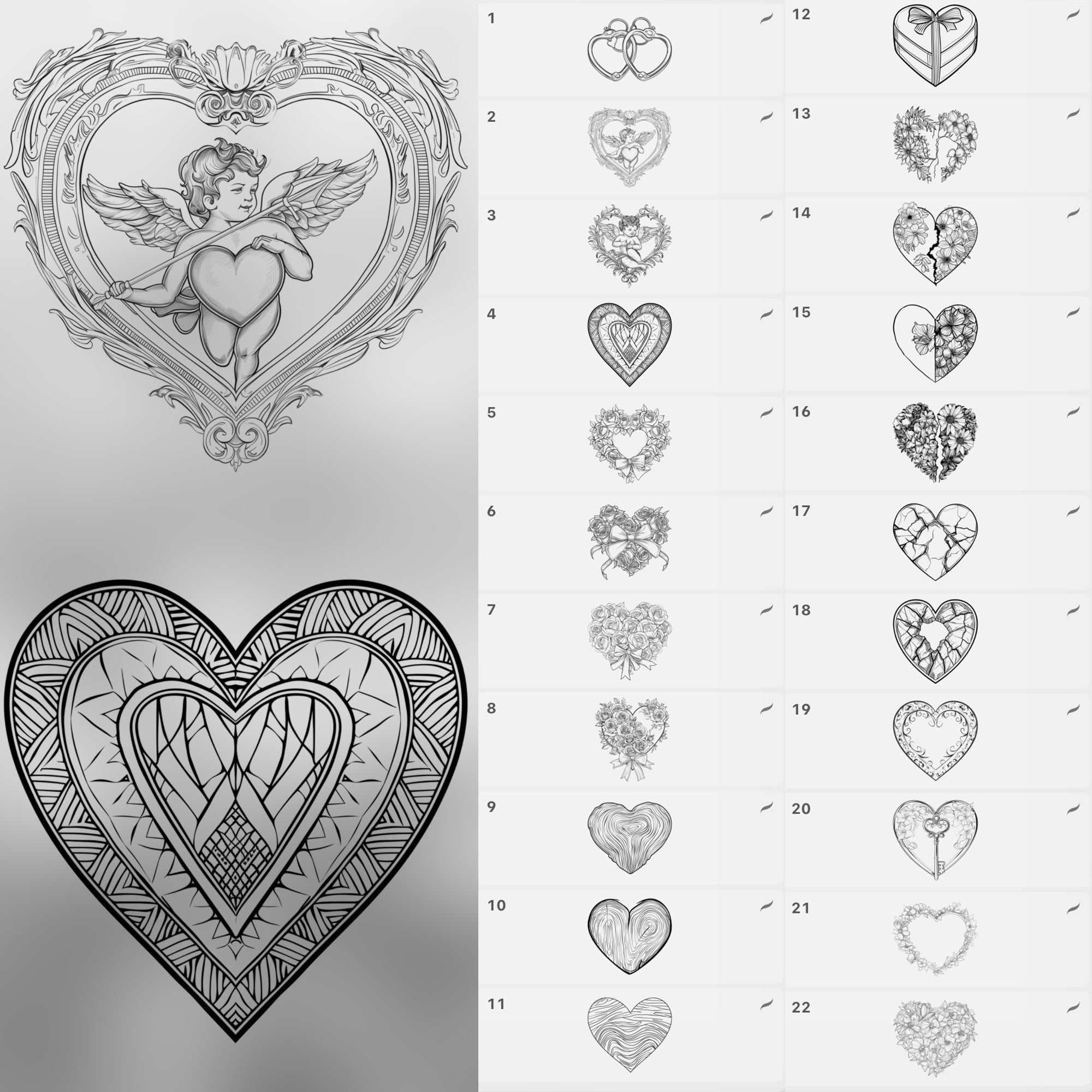 100 Procreate Hearts Stamp Brushes