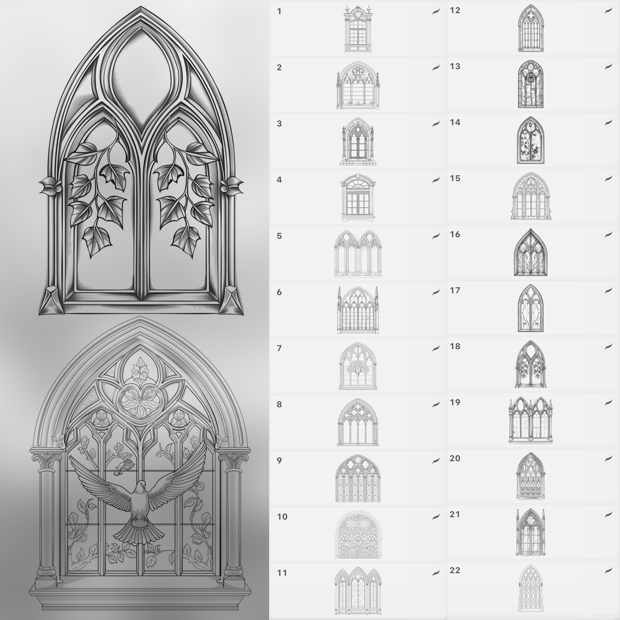 100 Procreate Vintage Windows Stamps Brushes