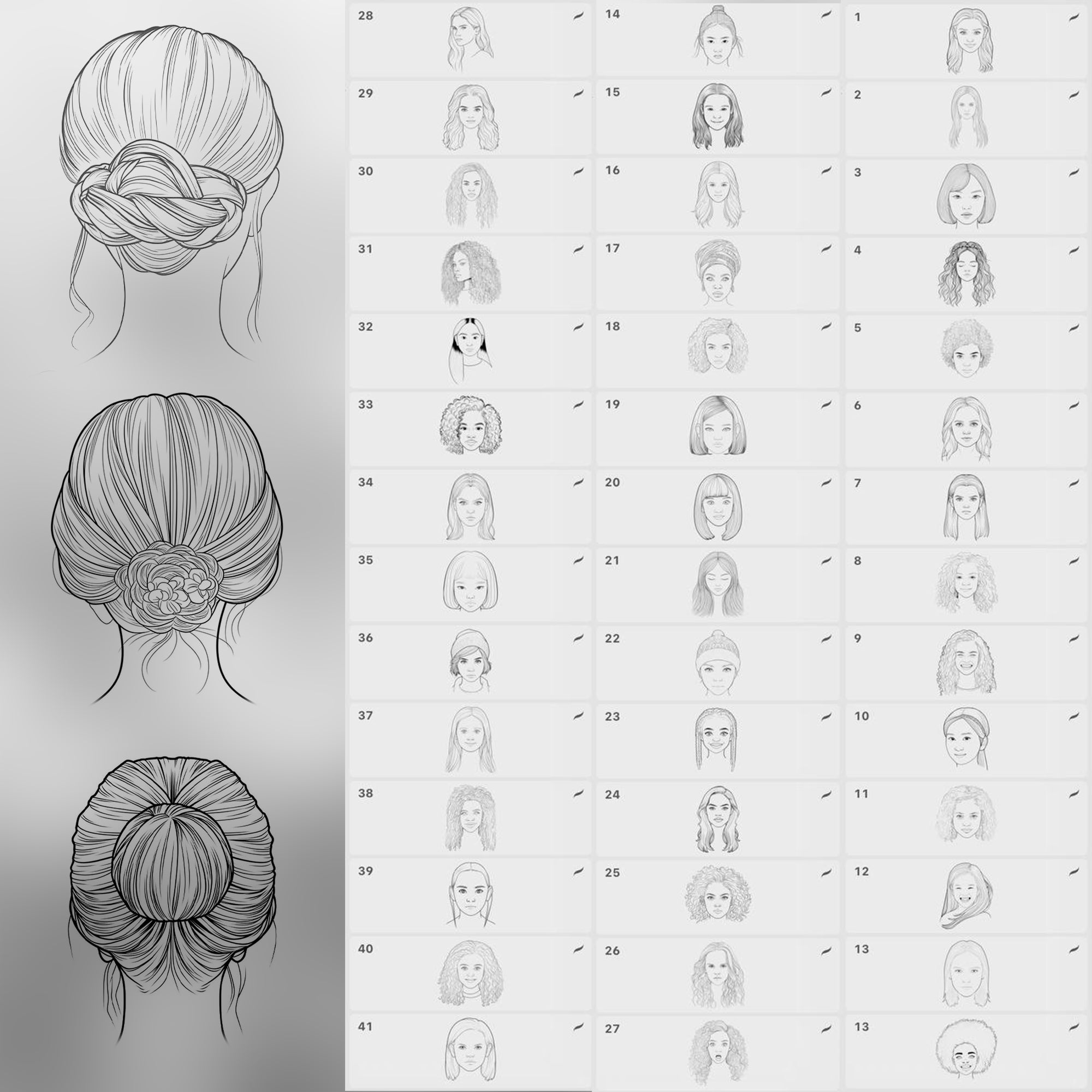 100 Teen Girls Head (Part-2) Stamp Brushes (aged 13-17 years old) Brushes