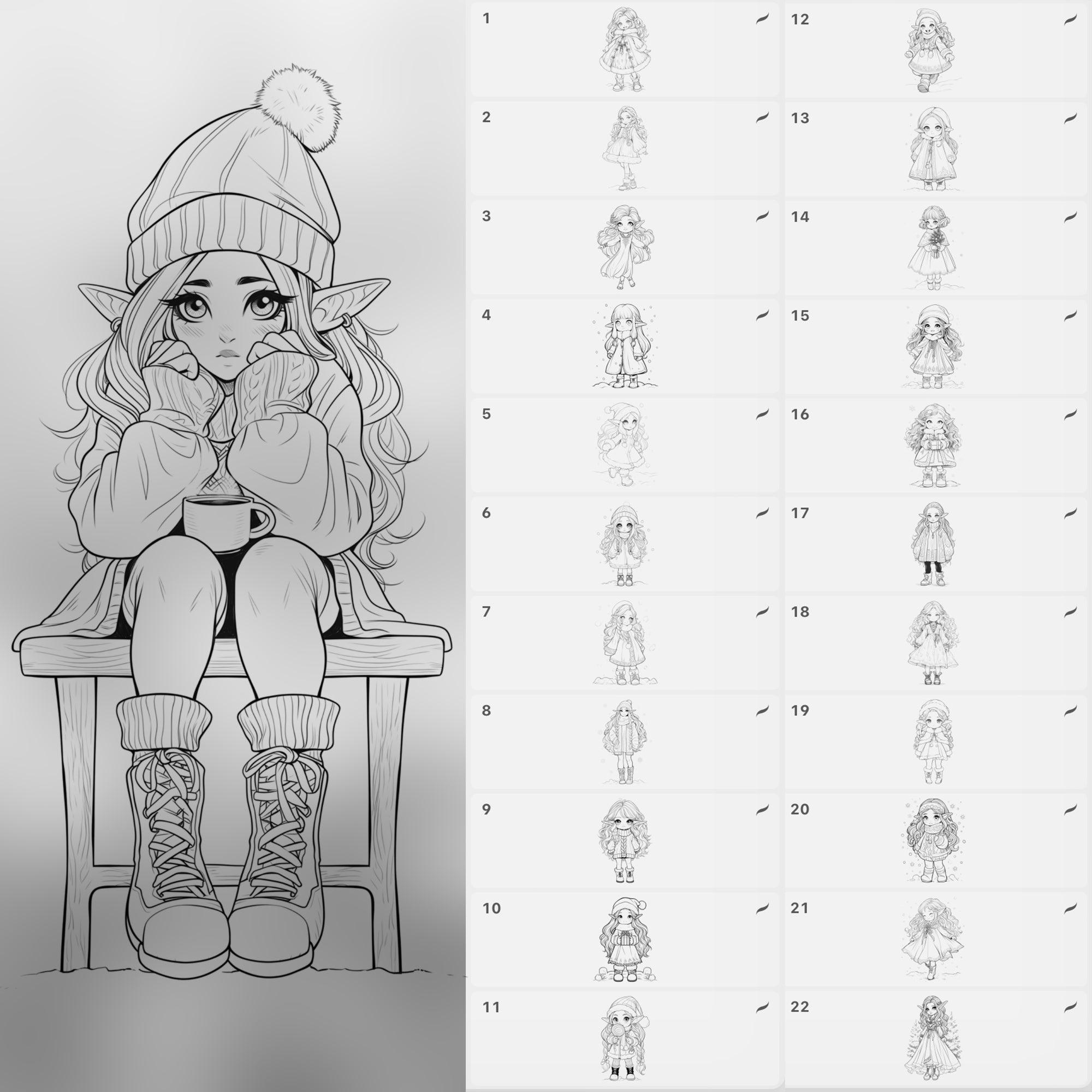 100 Procreate Winter Elves Stamps Brushes