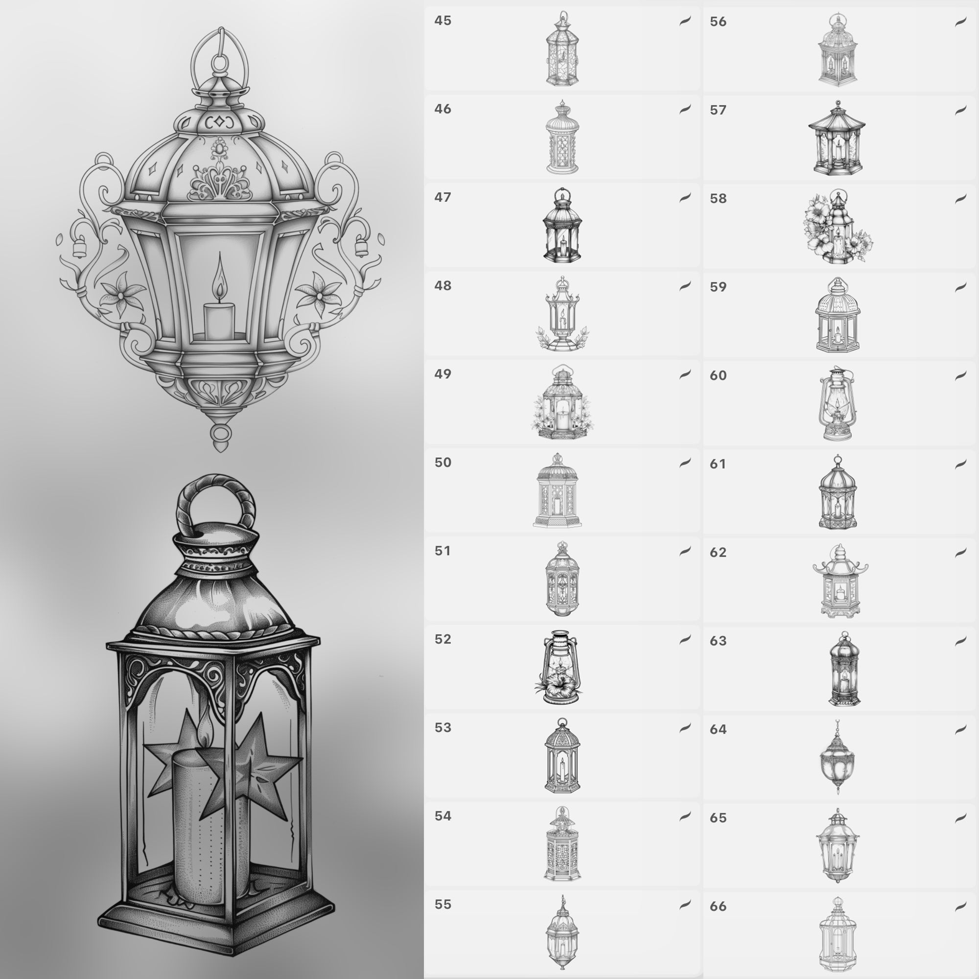 100 Procreate Lantern Stamps Brushes